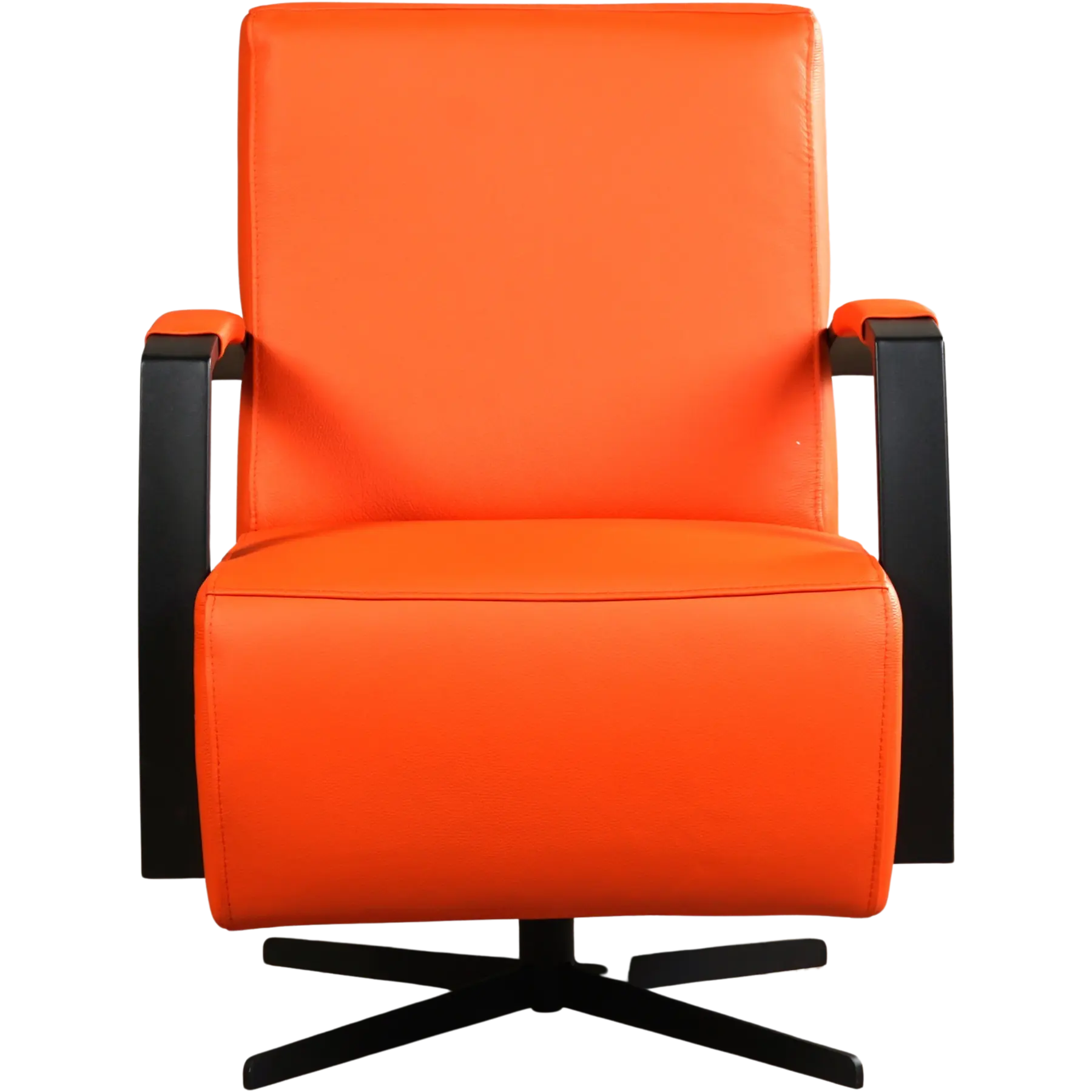 afbeelding van Leren draaifauteuil Mood - Toledo Orange (oranje) - Stervoet zwart