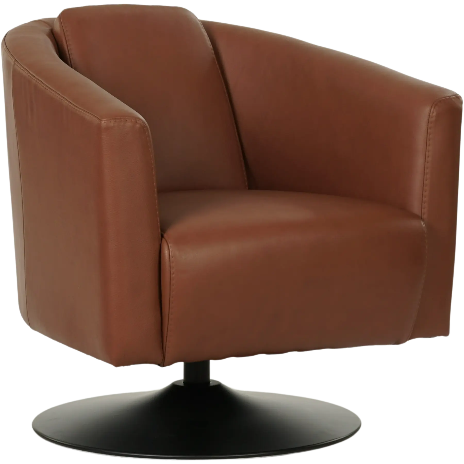afbeelding van Leren draaifauteuil Press - Massif Armagnac (donkercognac) - Schotelvoet zwart