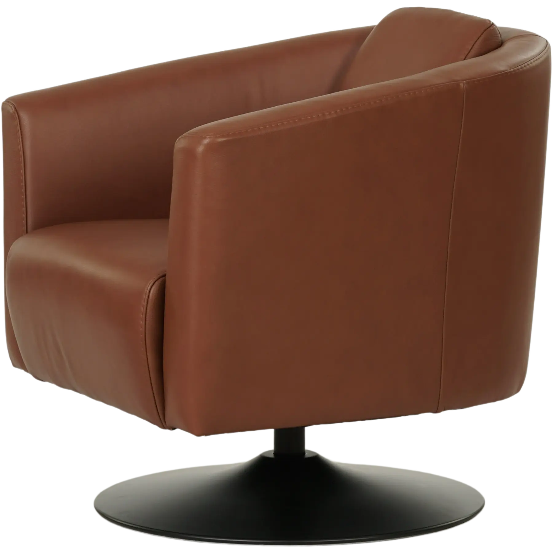 afbeelding van Leren draaifauteuil Press - Massif Armagnac (donkercognac) - Schotelvoet zwart