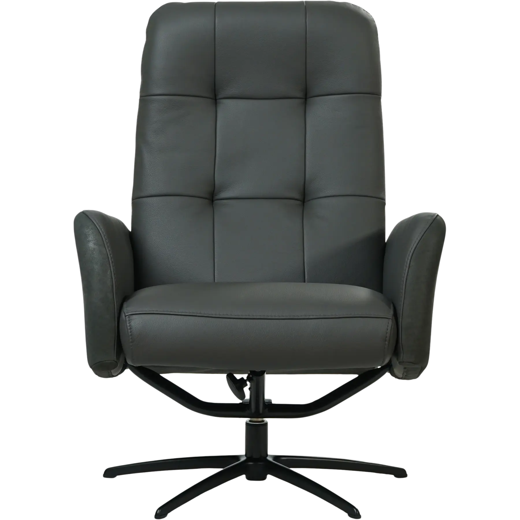 afbeelding van Leren draaifauteuil Pulse Duo - Kenia Antracite en Toledo Antracite - Stervoet zwart