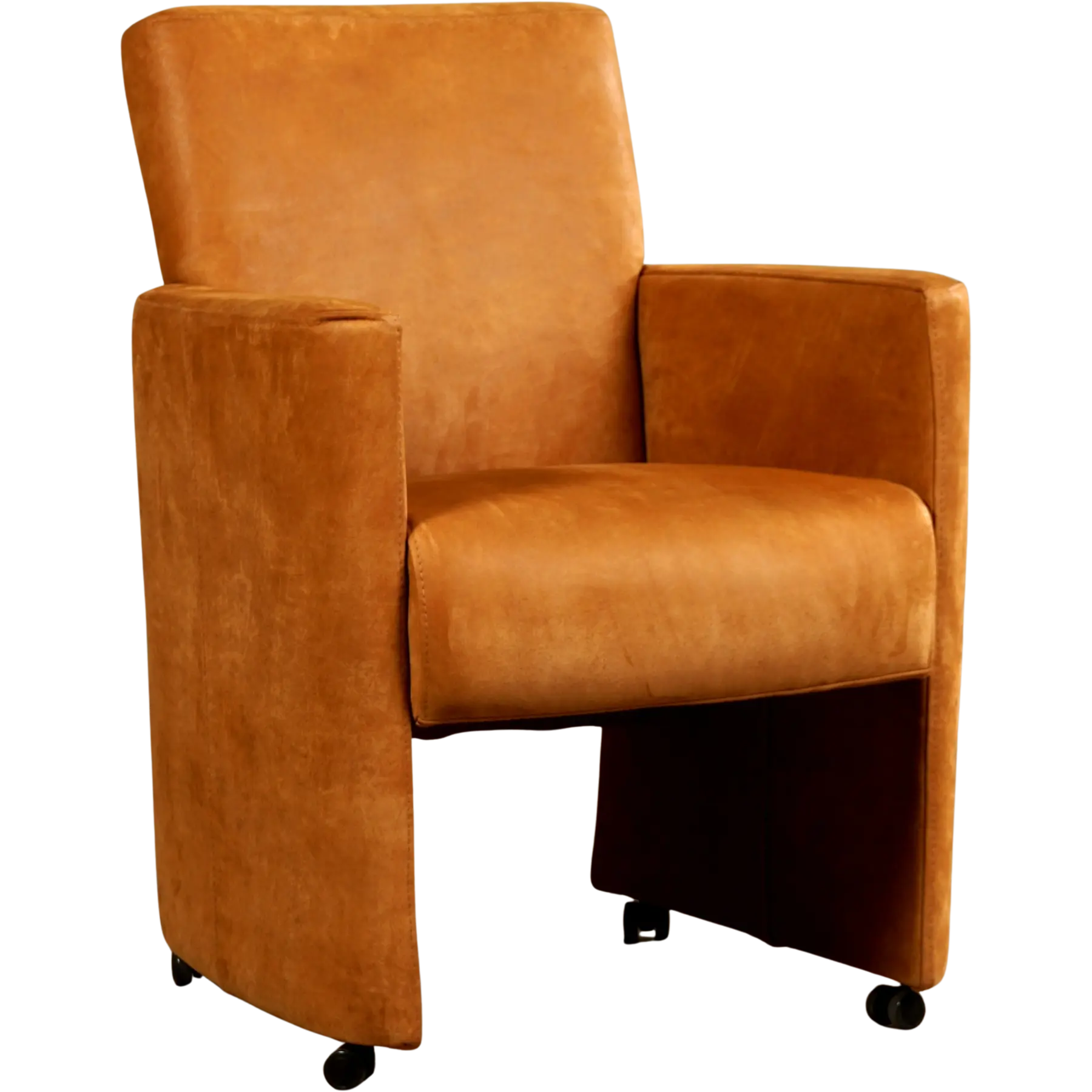 afbeelding van Leren eetkamerstoel Elegant - Kenia Cognac (cognac) - Met handgreep zwart