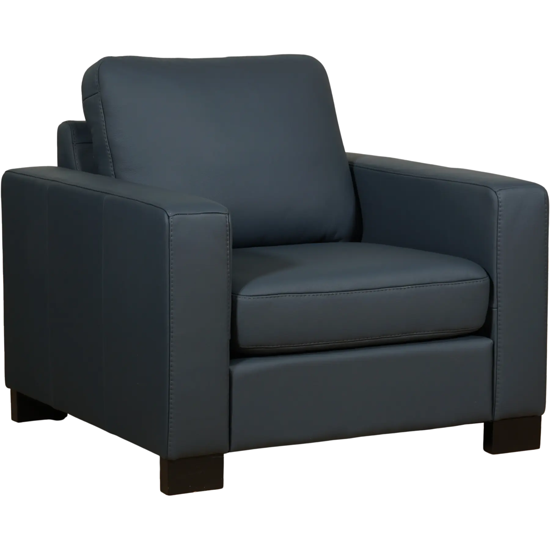 afbeelding van Leren fauteuil Energy - Toledo Marine (blauw) - Poten hout bruin