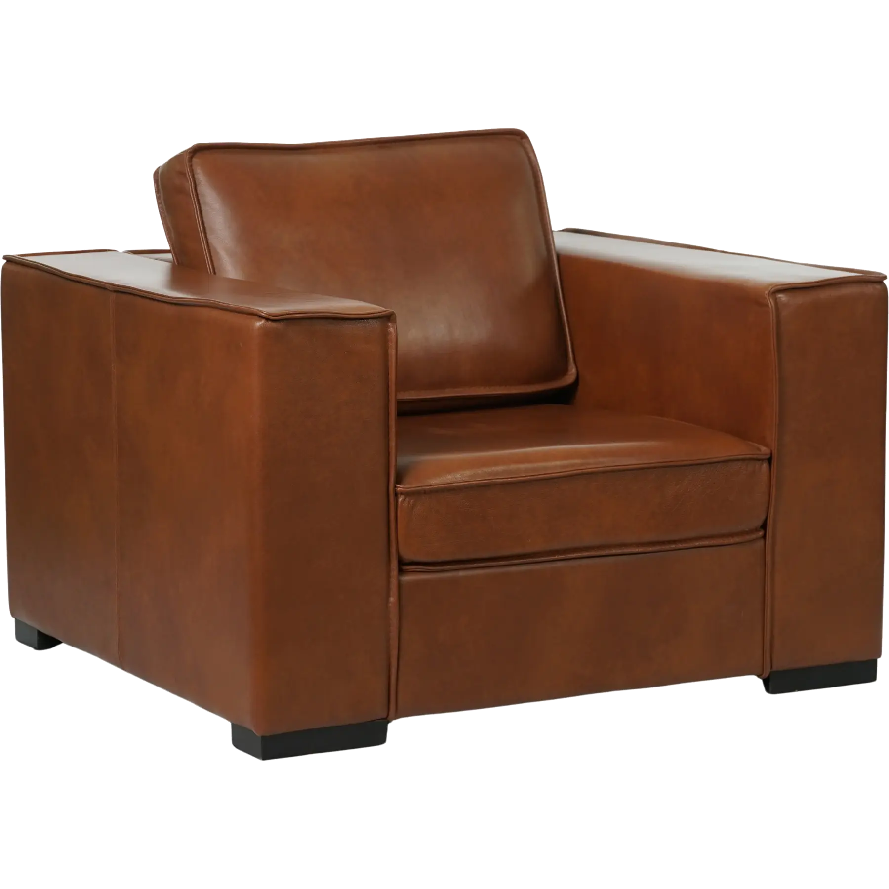 afbeelding van Leren fauteuil Fine - Granada Savannah (cognac) - Poten hout zwart