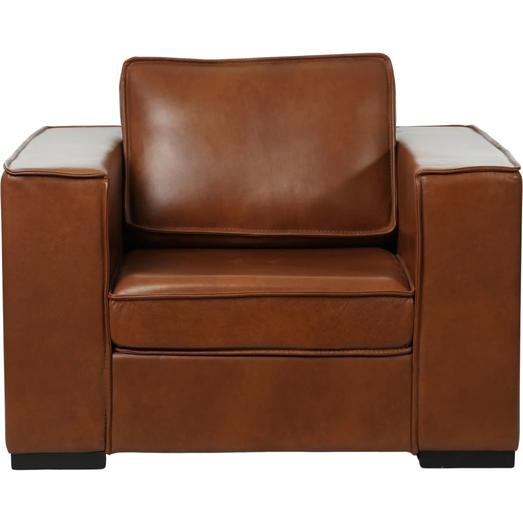 afbeelding van Leren fauteuil Fine - Granada Savannah (cognac) - Poten hout zwart