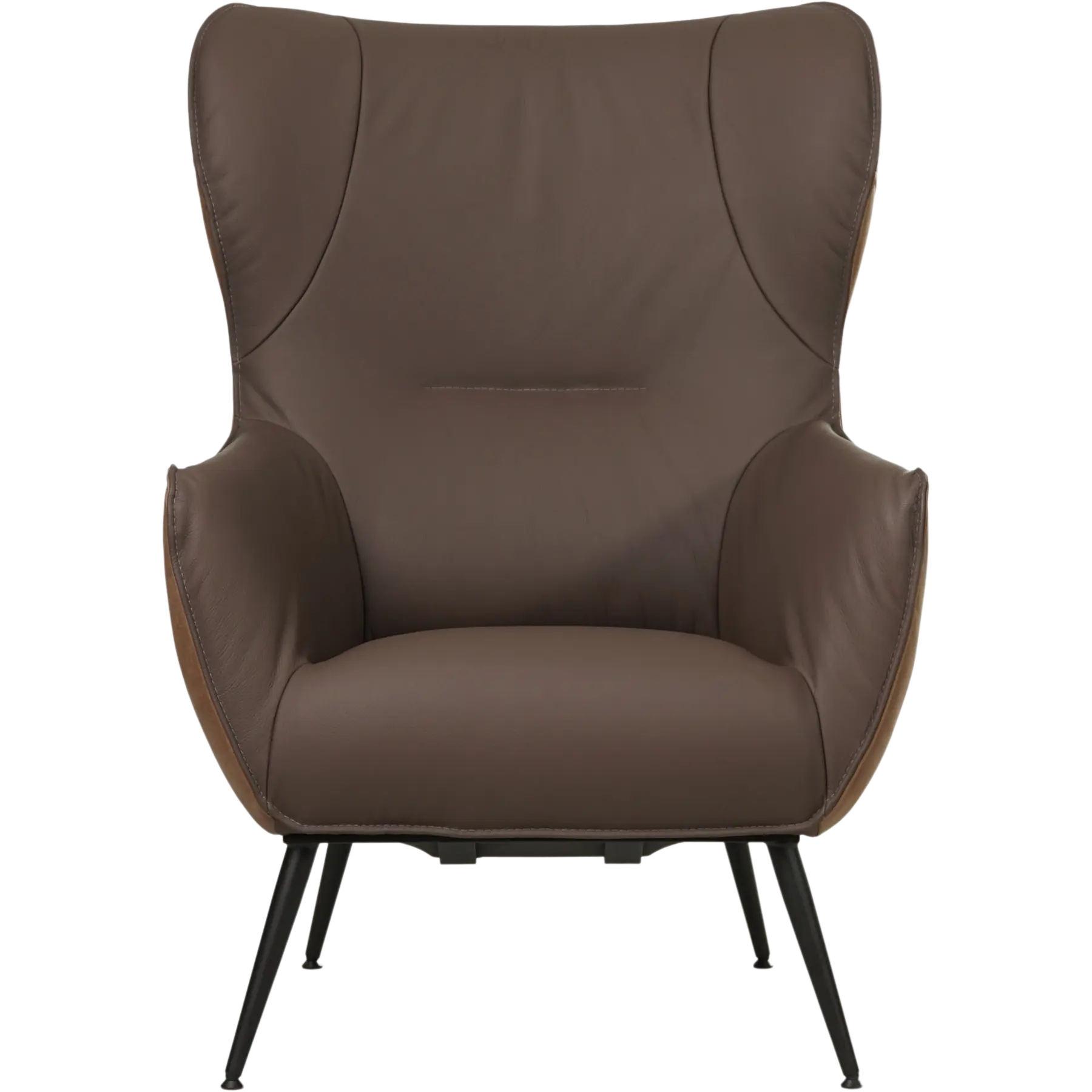 afbeelding van Leren fauteuil Flair Duo - Kenia Brown en Toledo Espresso - Poten staal rond zwart