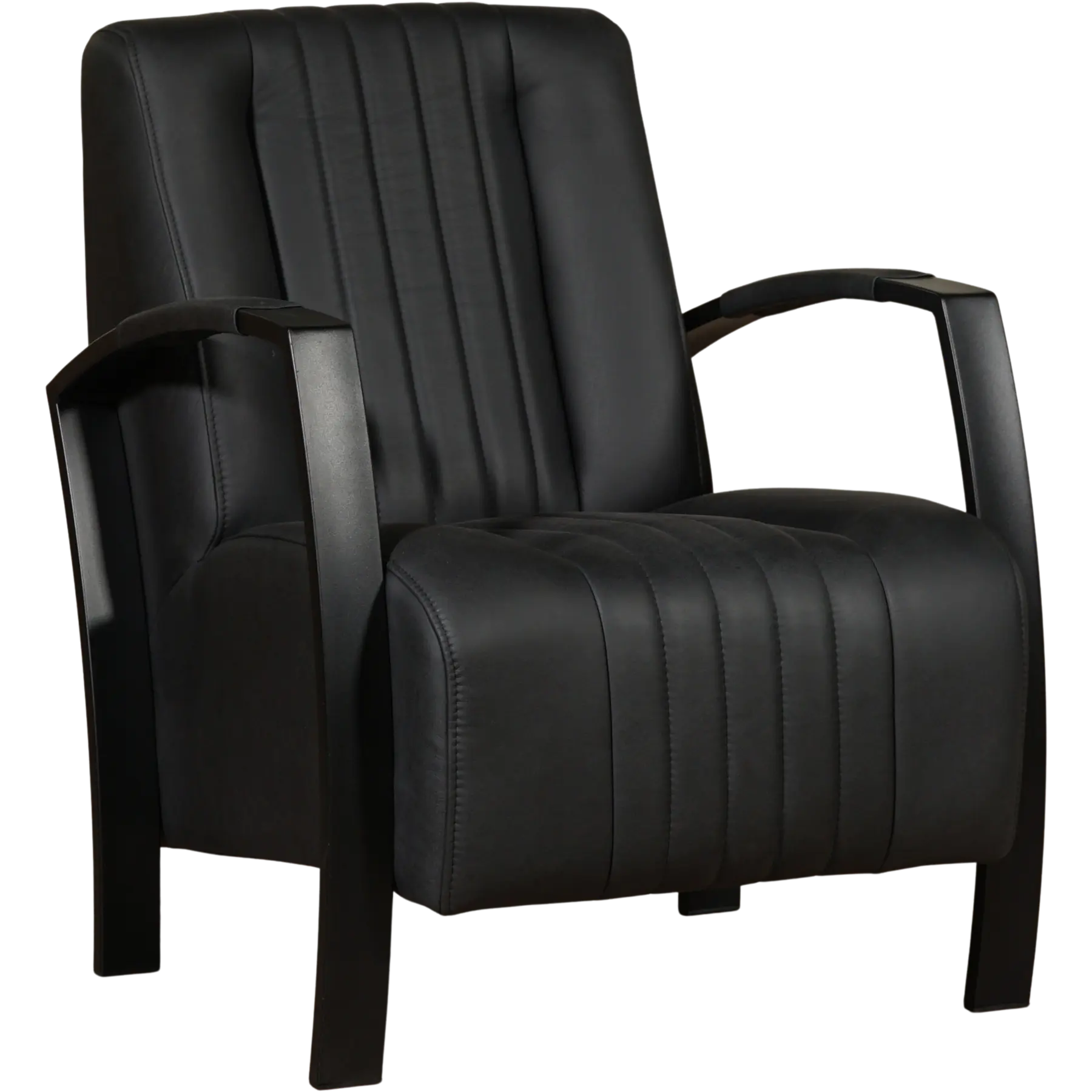 afbeelding van Leren fauteuil Glamour - Rancho Nero (zwart)