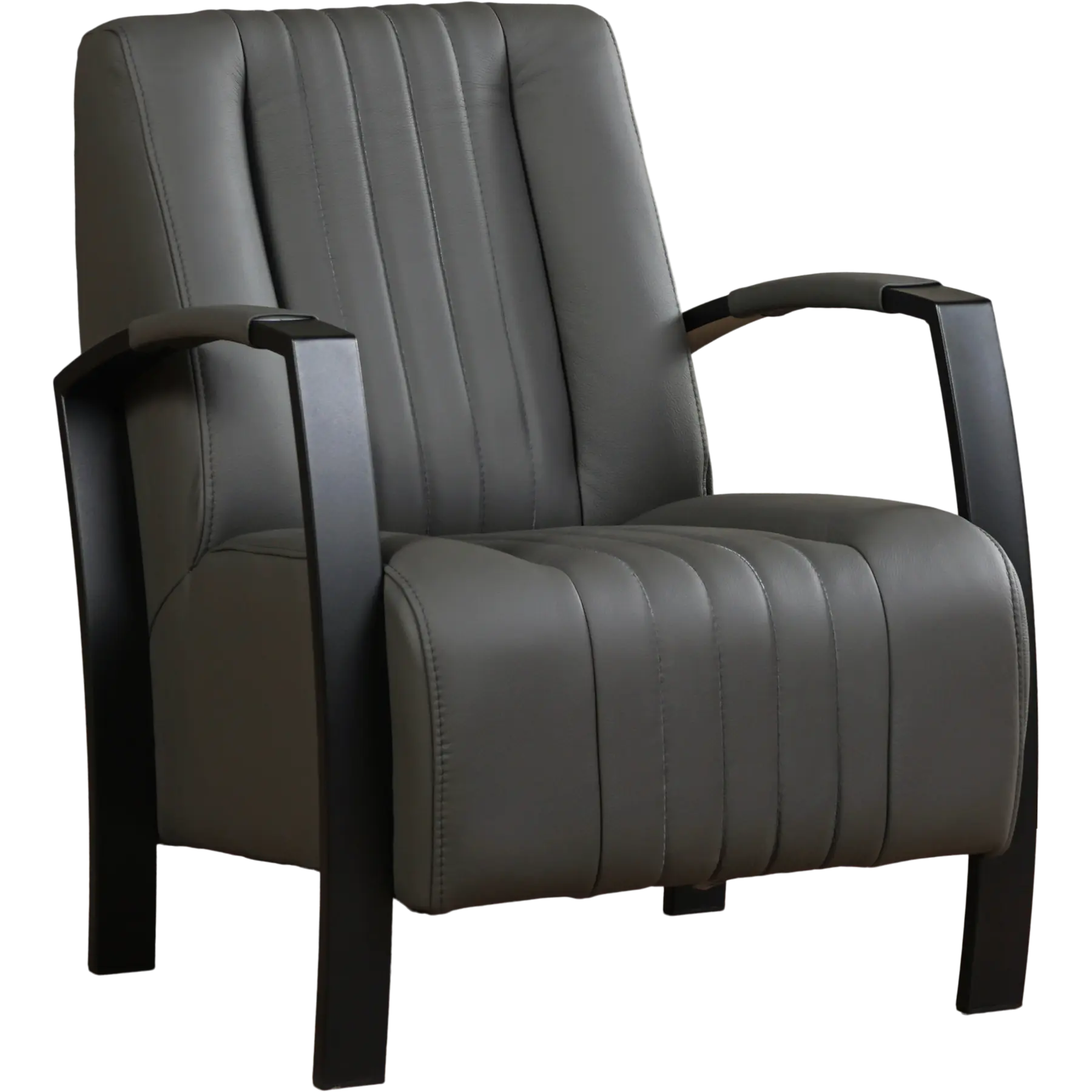 afbeelding van Leren fauteuil Glamour - Toledo Antracite (donkergrijs)