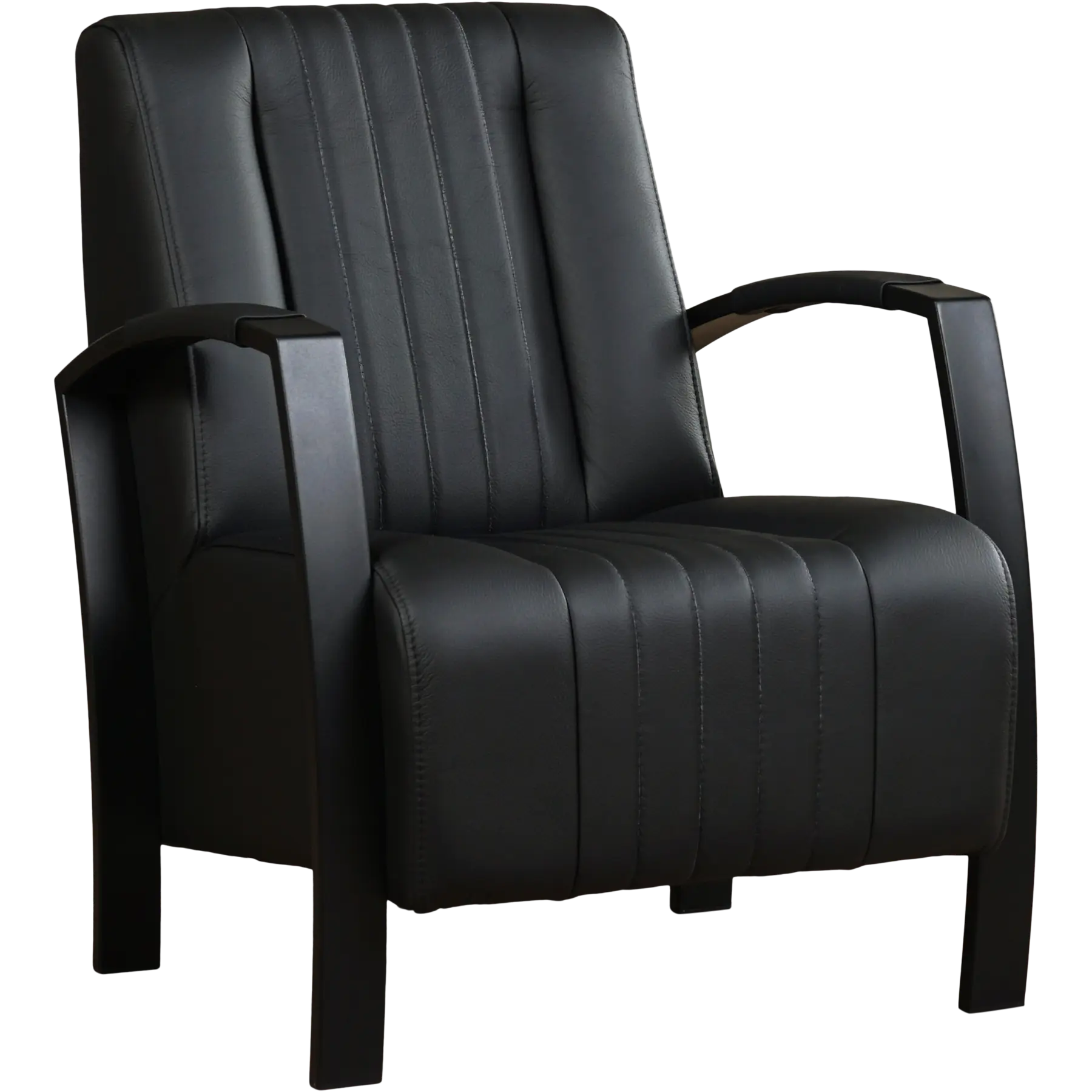 afbeelding van Leren fauteuil Glamour - Toledo Nero (zwart)
