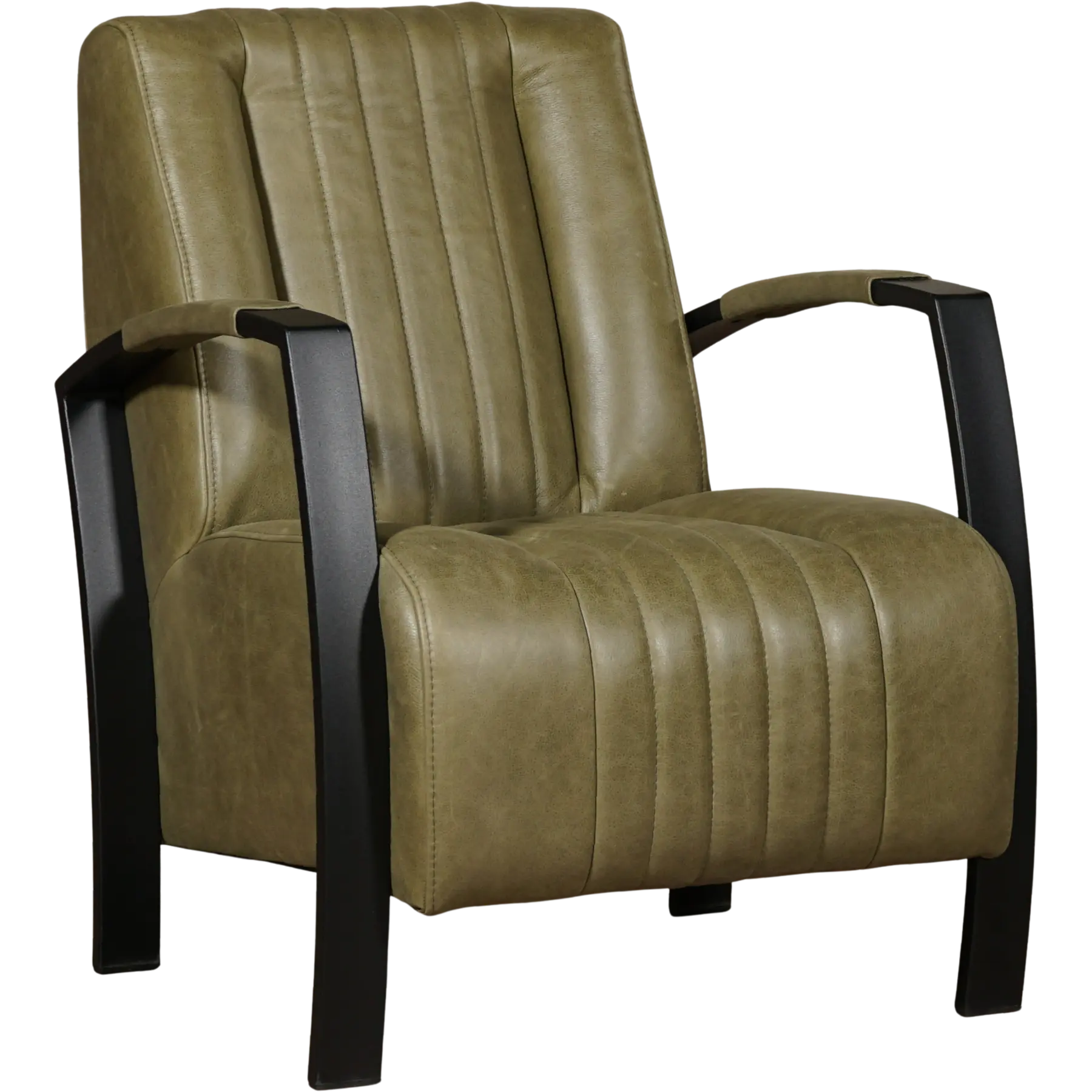 afbeelding van Leren fauteuil Glamour - Vintage Olive (olijf/groen)