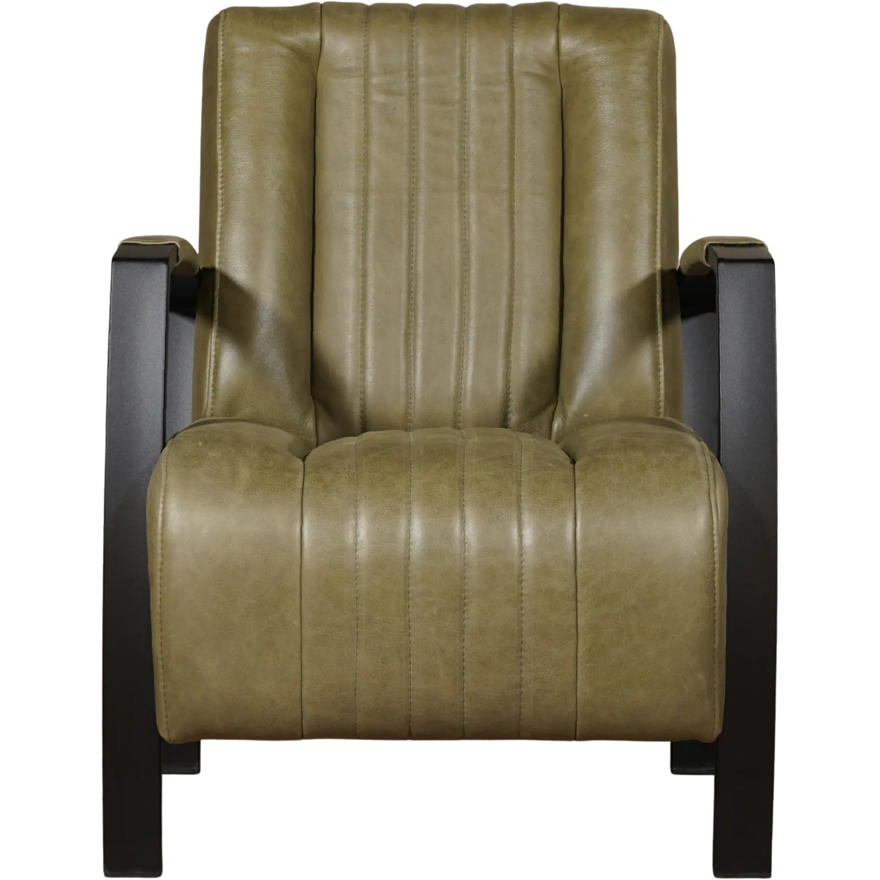 afbeelding van Leren fauteuil Glamour - Vintage Olive (olijf/groen)