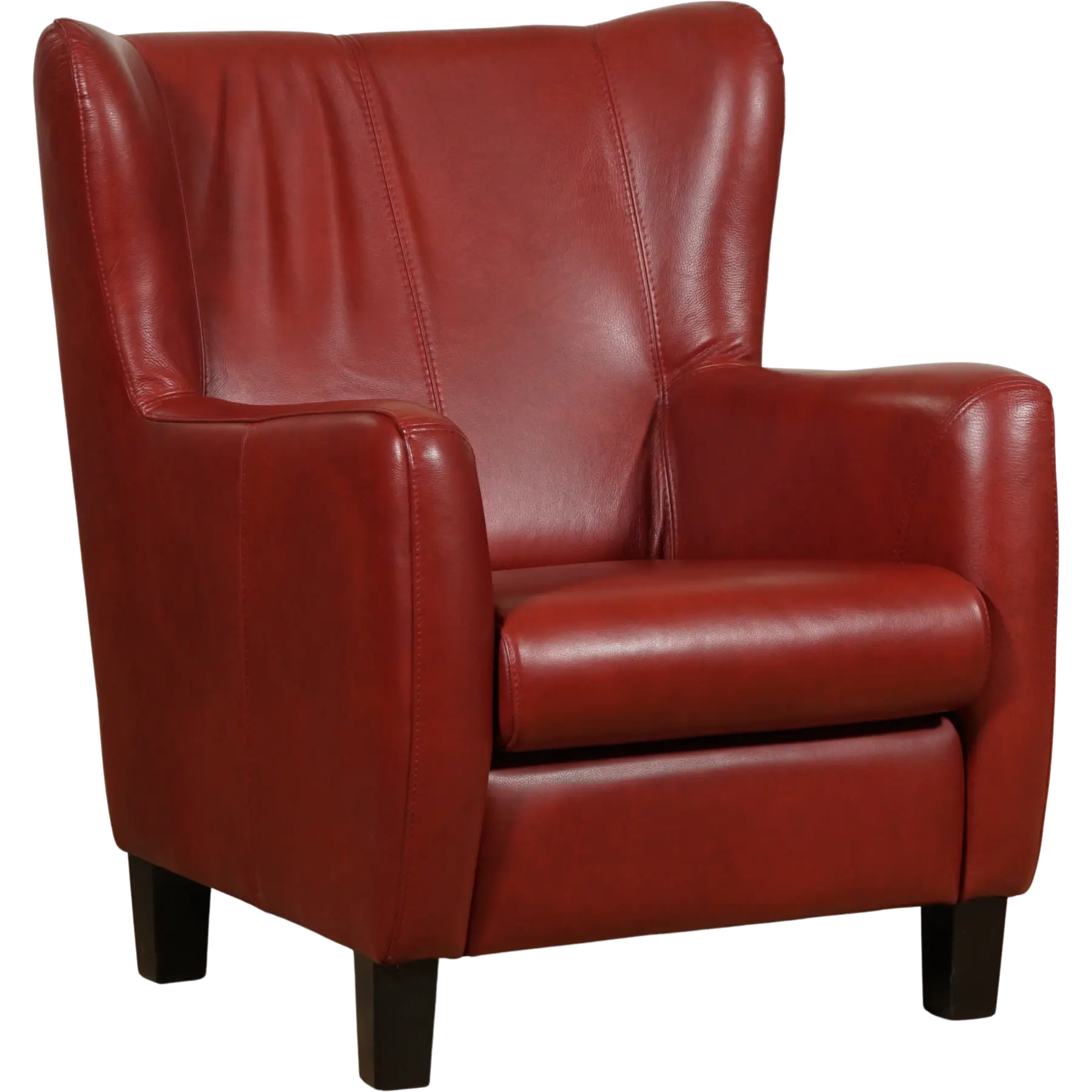 afbeelding van Leren fauteuil Hug - Granada Rouge (rood) - Poten hout bruin