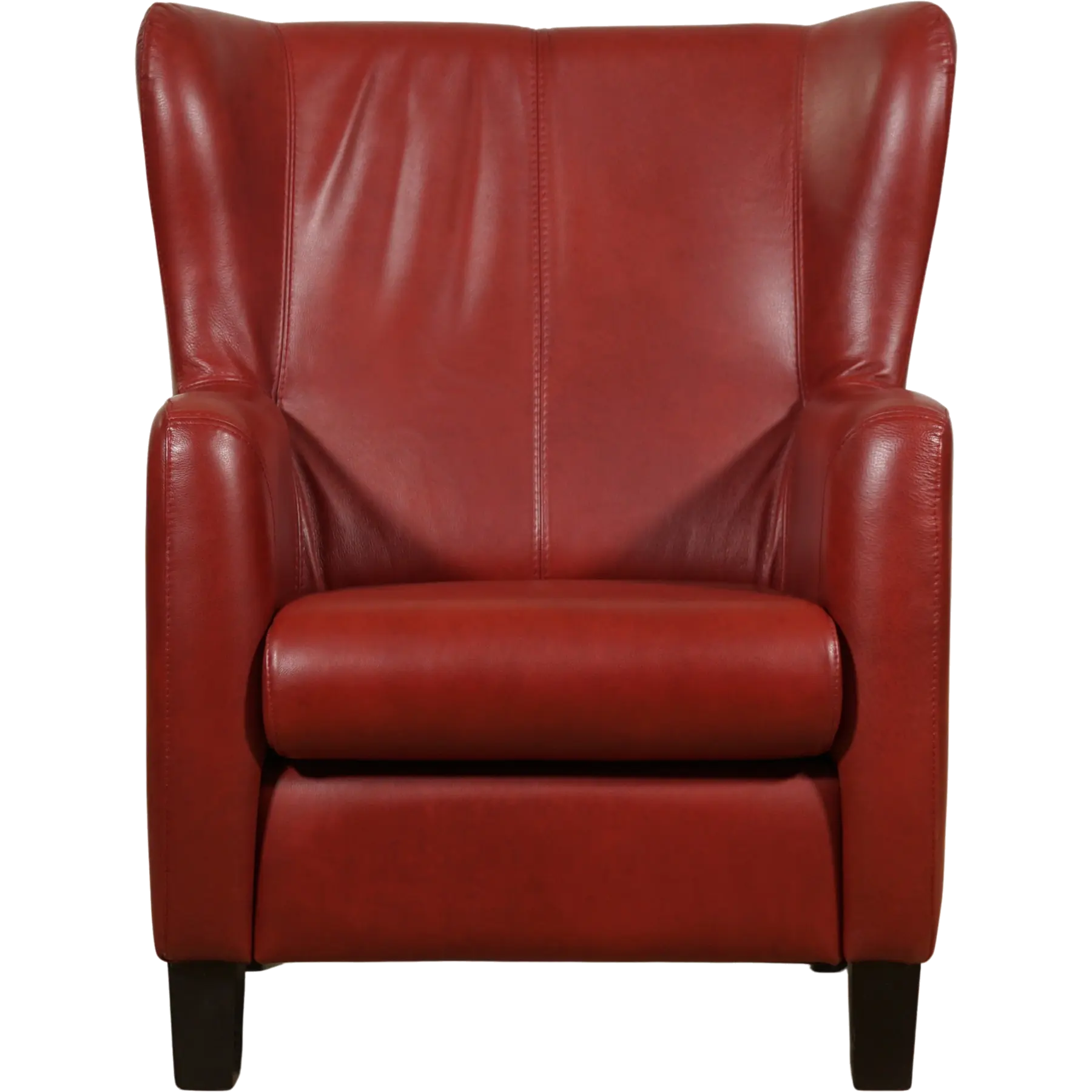 afbeelding van Leren fauteuil Hug - Granada Rouge (rood) - Poten hout bruin