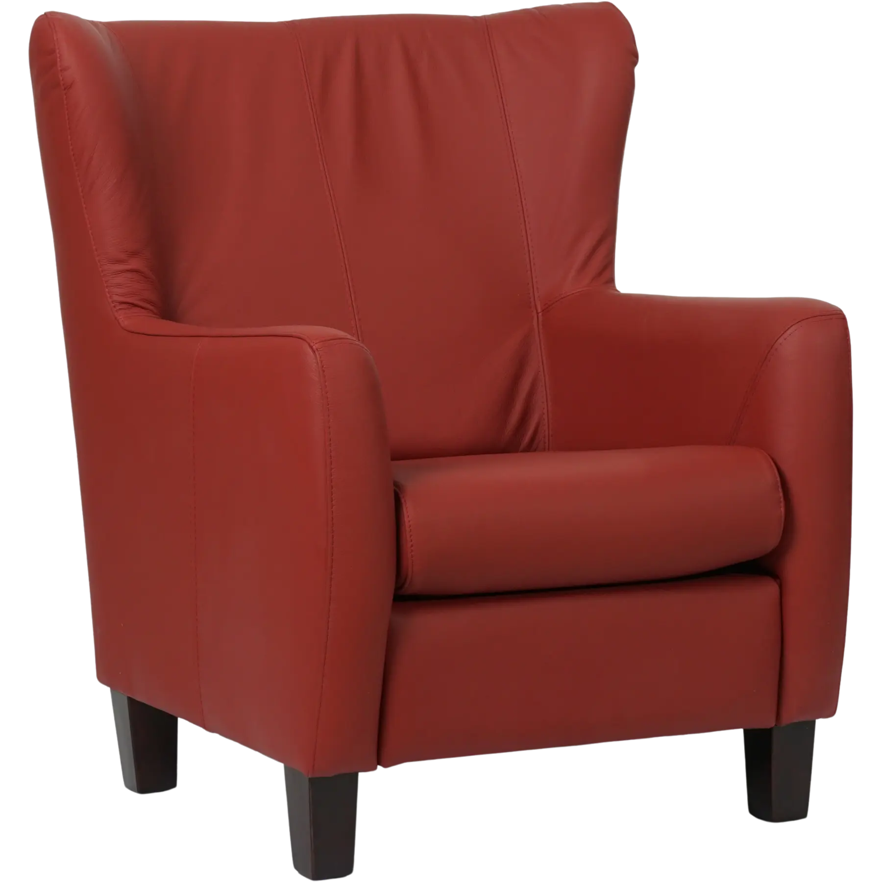 afbeelding van Leren fauteuil Hug - Hermes Red (rood) - Poten hout zwart