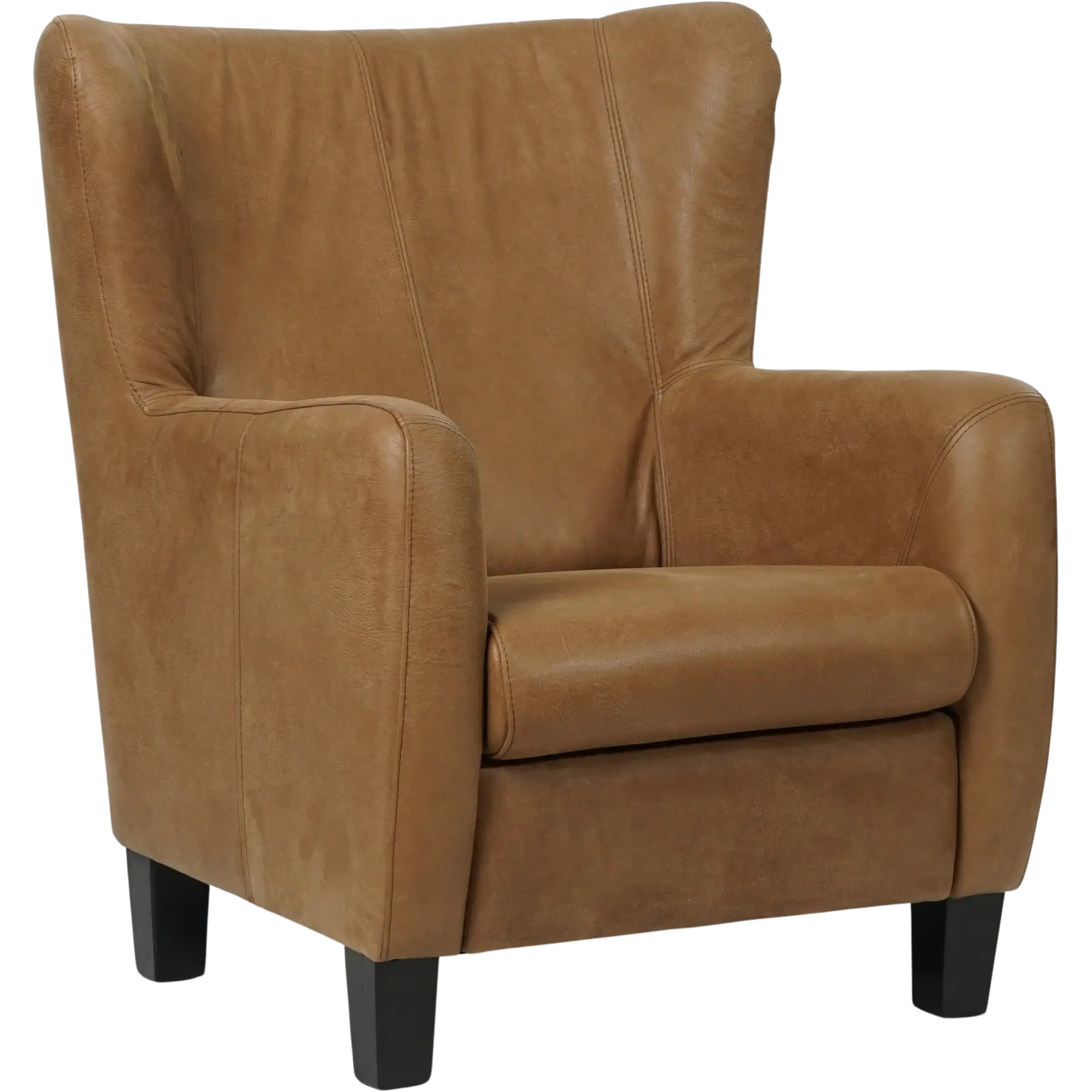 afbeelding van Leren fauteuil Hug - Kenia Brown (bruin) - Poten hout zwart