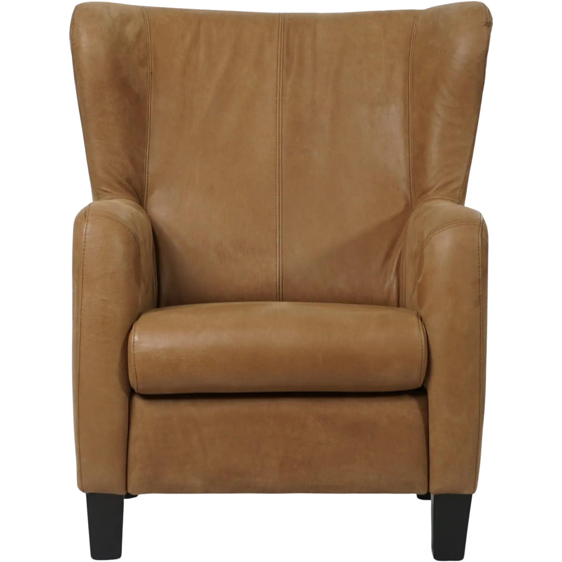 afbeelding van Leren fauteuil Hug - Kenia Brown (bruin) - Poten hout zwart