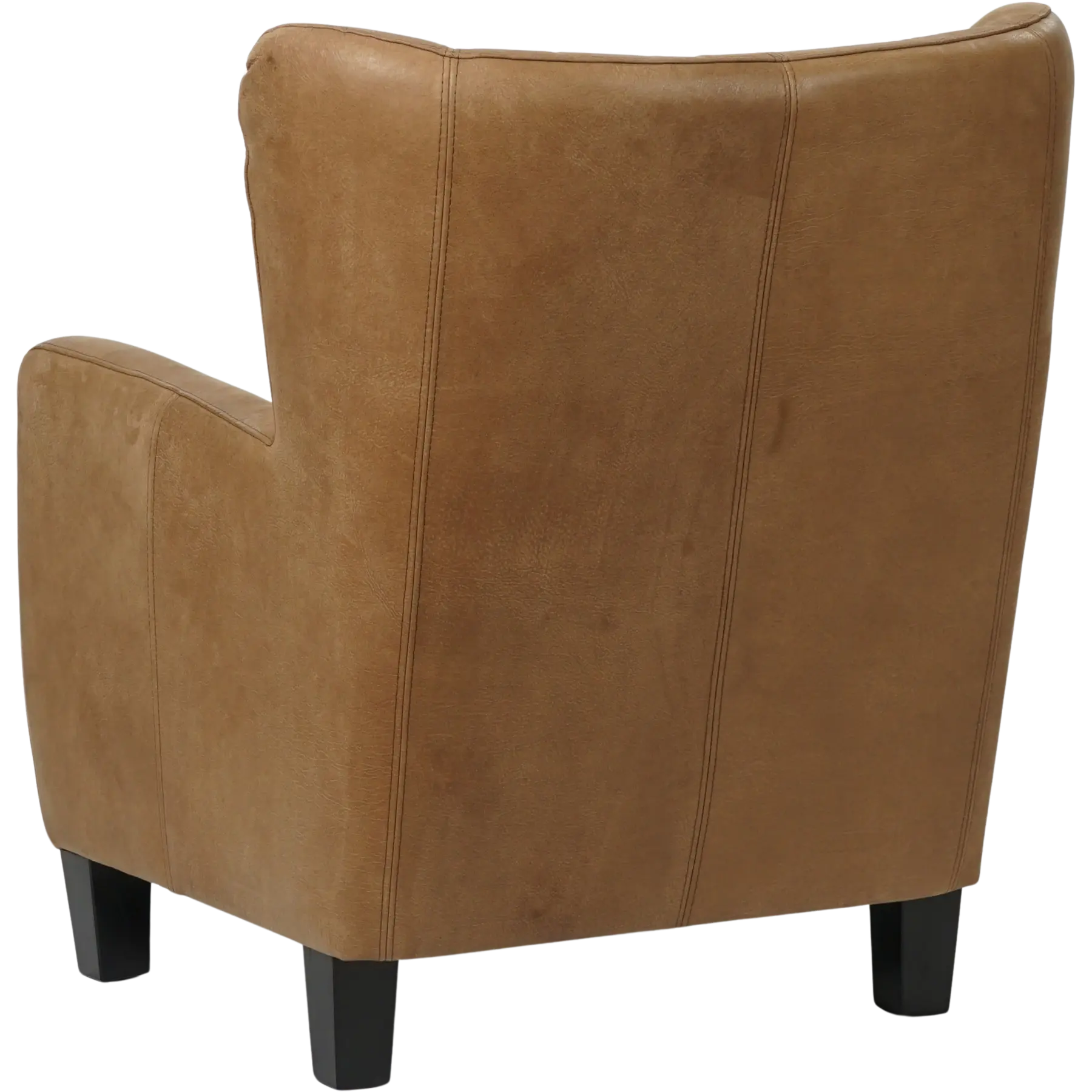 afbeelding van Leren fauteuil Hug - Kenia Brown (bruin) - Poten hout zwart