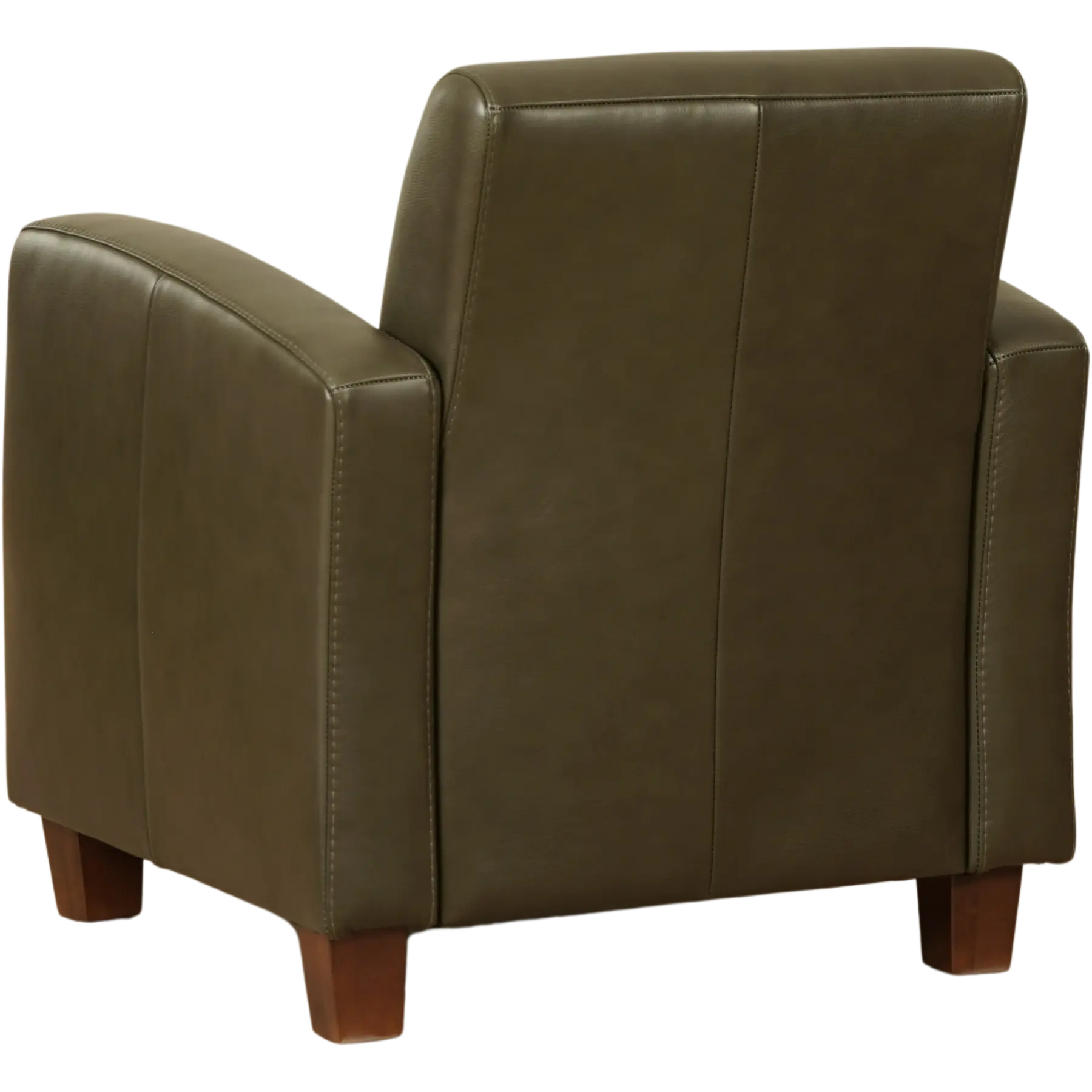 afbeelding van Leren fauteuil Joy - Elegance Green (donkergroen) - Poten hout bruin
