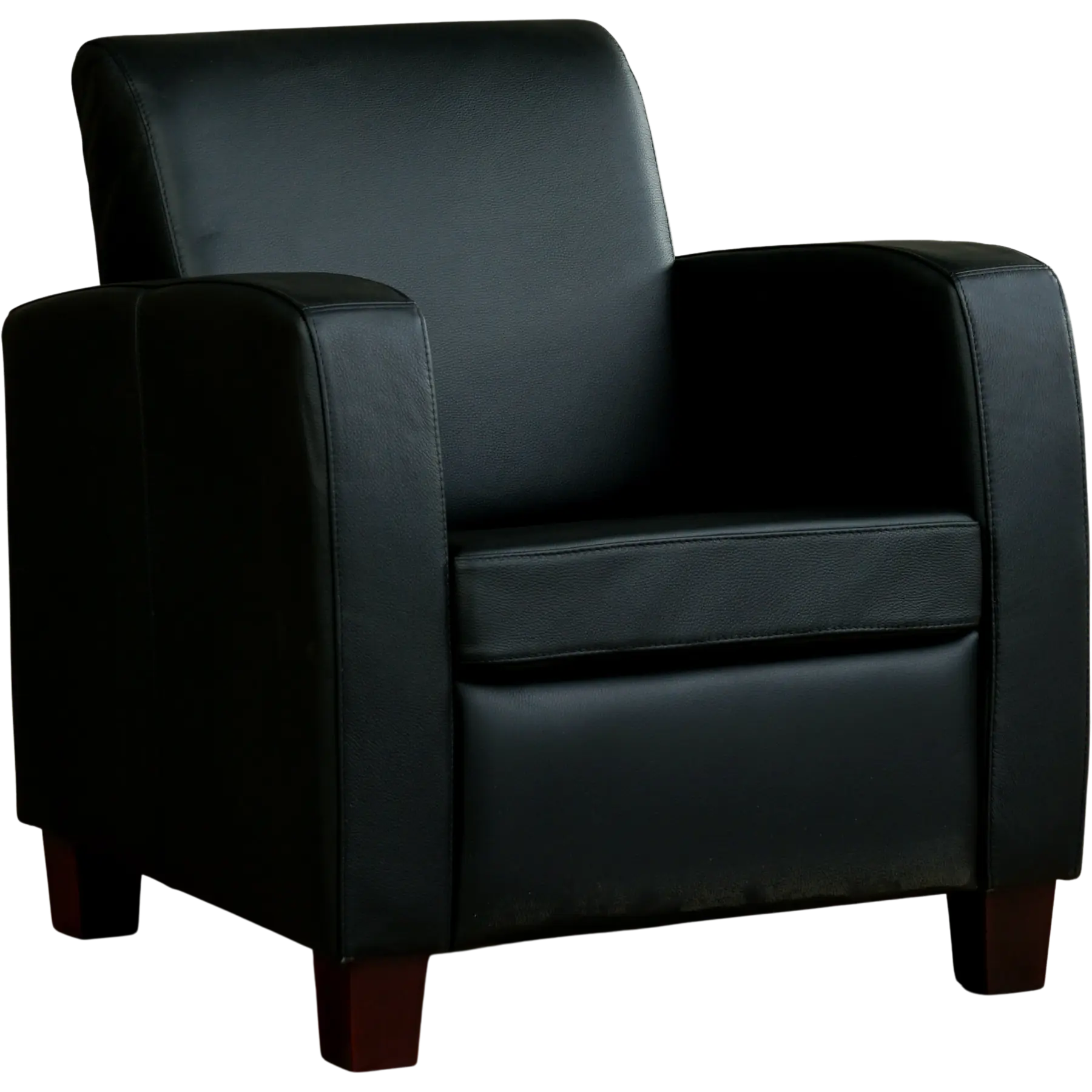 afbeelding van Leren fauteuil Joy - Hermes Nero (zwart) - Poten hout zwart