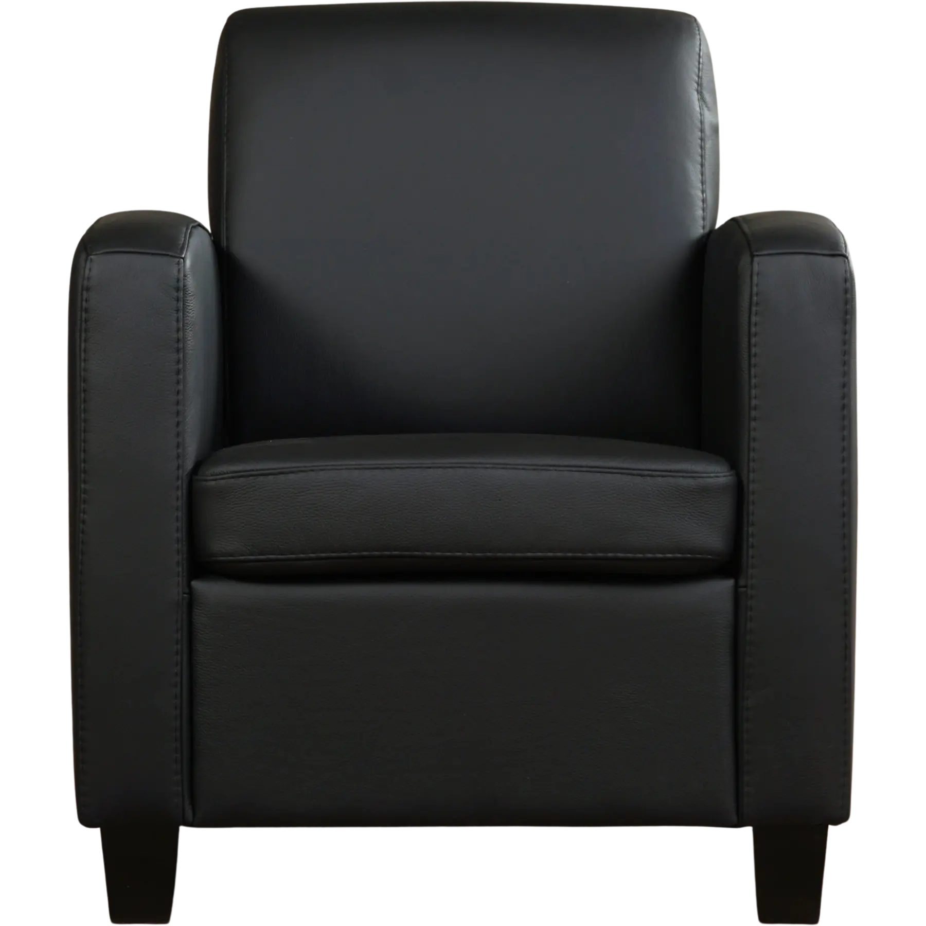 afbeelding van Leren fauteuil Joy - Hermes Nero (zwart) - Poten hout zwart