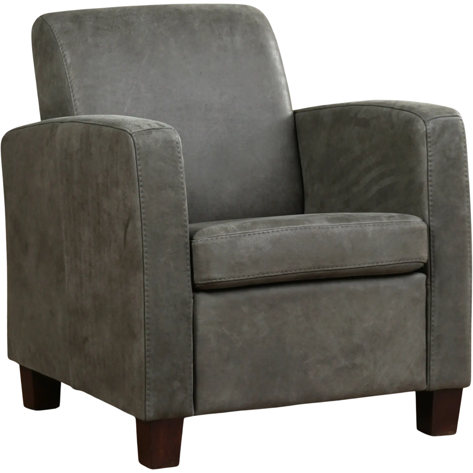 afbeelding van Leren fauteuil Joy - Kenia Antracite (grijs) - Poten hout bruin