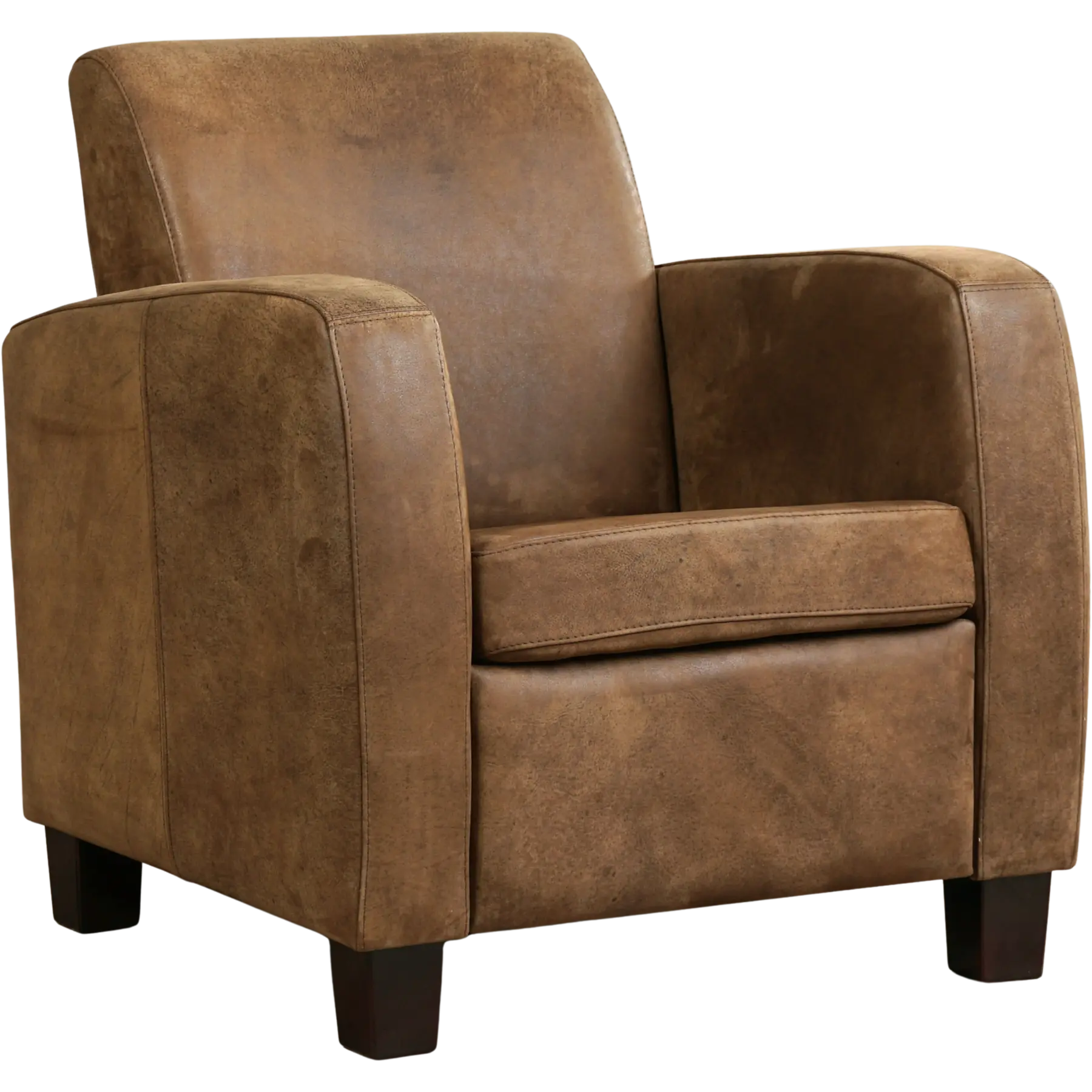 afbeelding van Leren fauteuil Joy - Kenia Brown (bruin) - Poten hout bruin