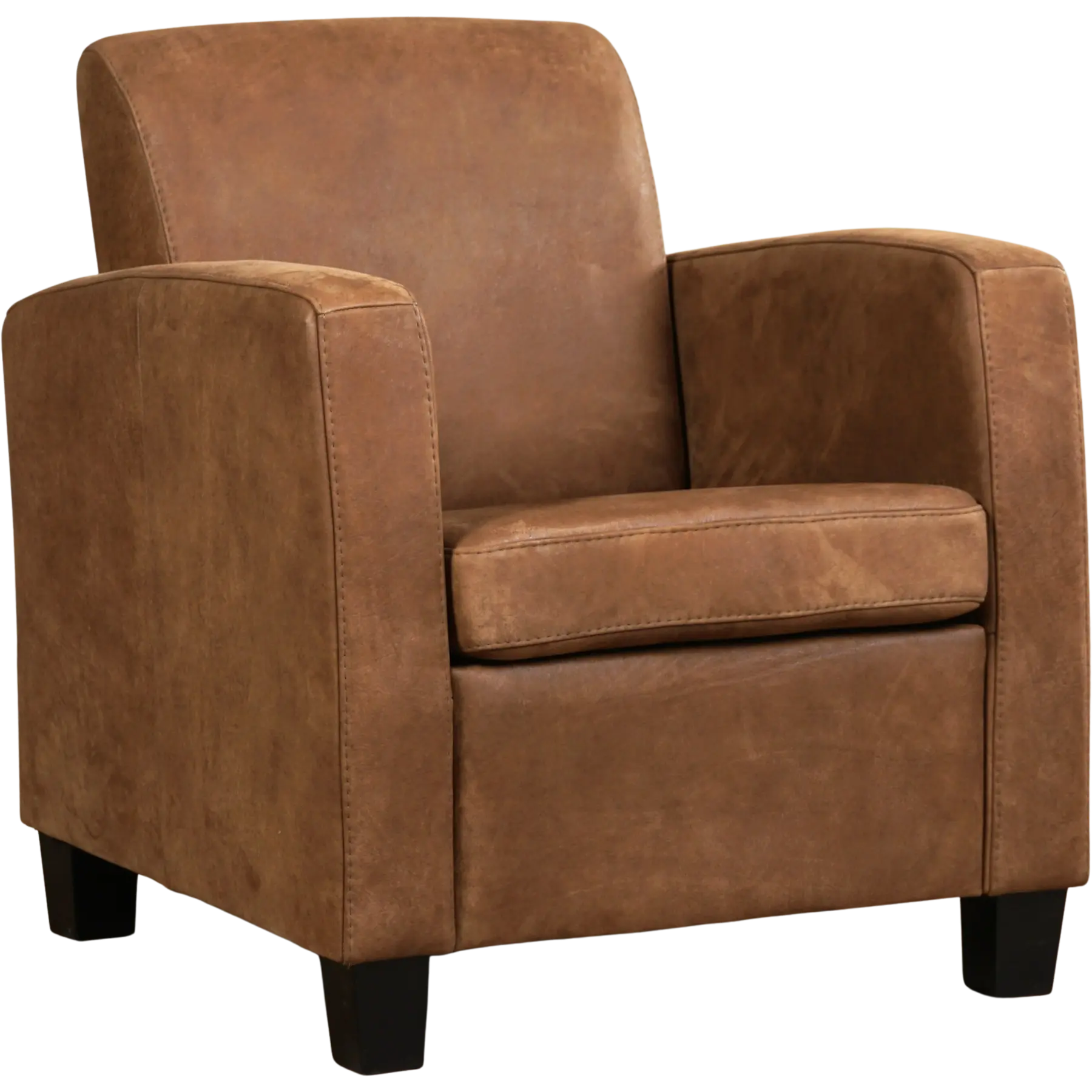 afbeelding van Leren fauteuil Joy - Kenia Brown (bruin) - Poten hout zwart