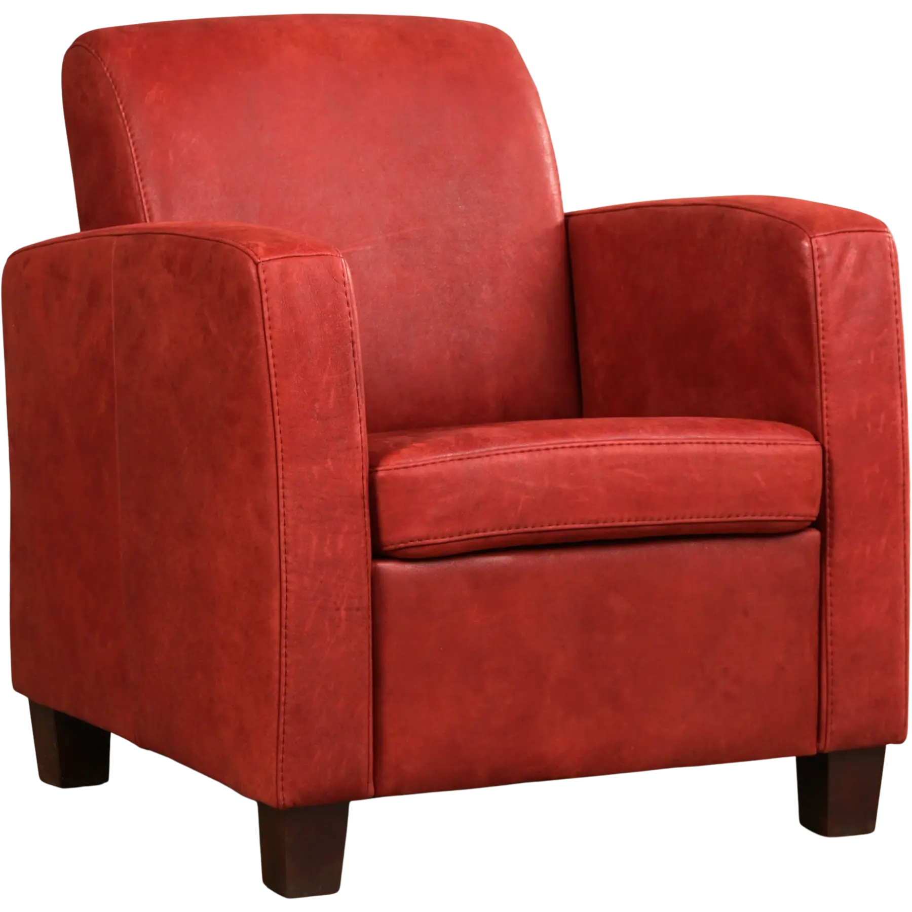 afbeelding van Leren fauteuil Joy - Kenia Burgundy (rood) - Poten hout bruin