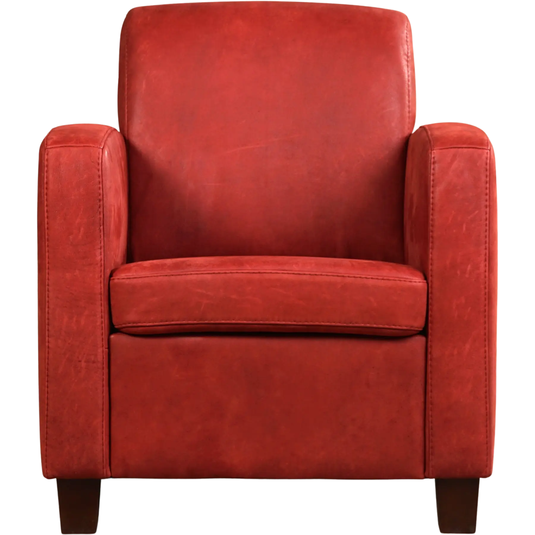 afbeelding van Leren fauteuil Joy - Kenia Burgundy (rood) - Poten hout bruin