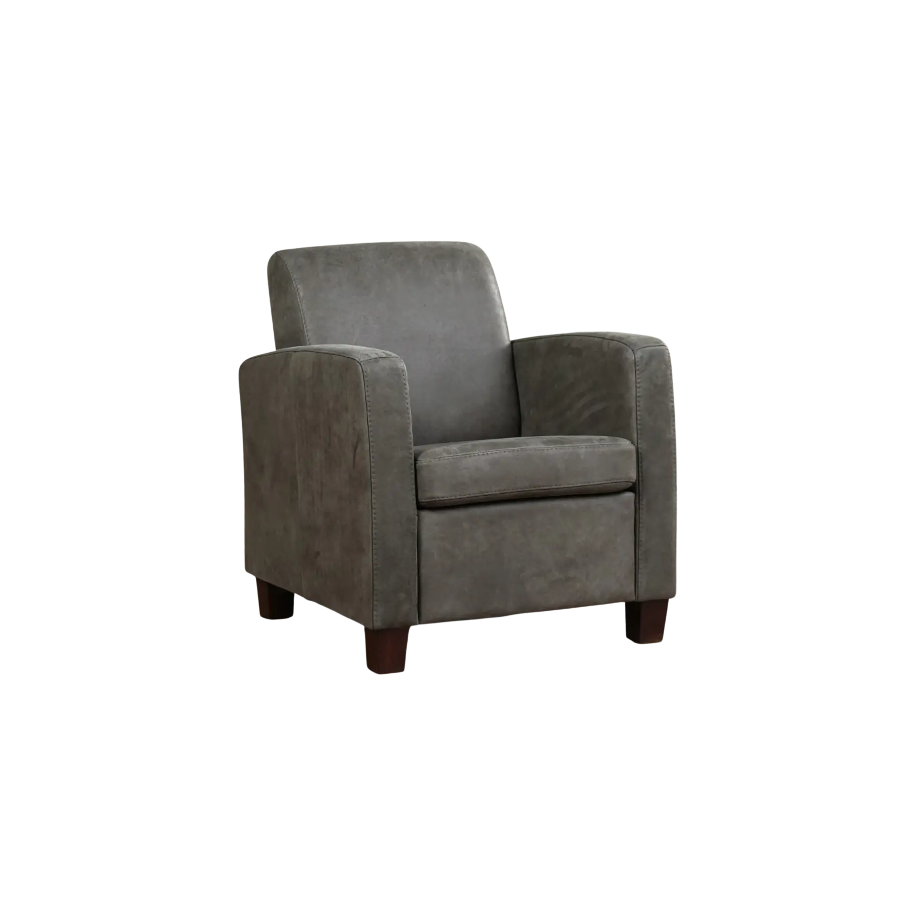 afbeelding van Leren fauteuil Joy - Kenia Antracite (grijs) - Poten hout zwart