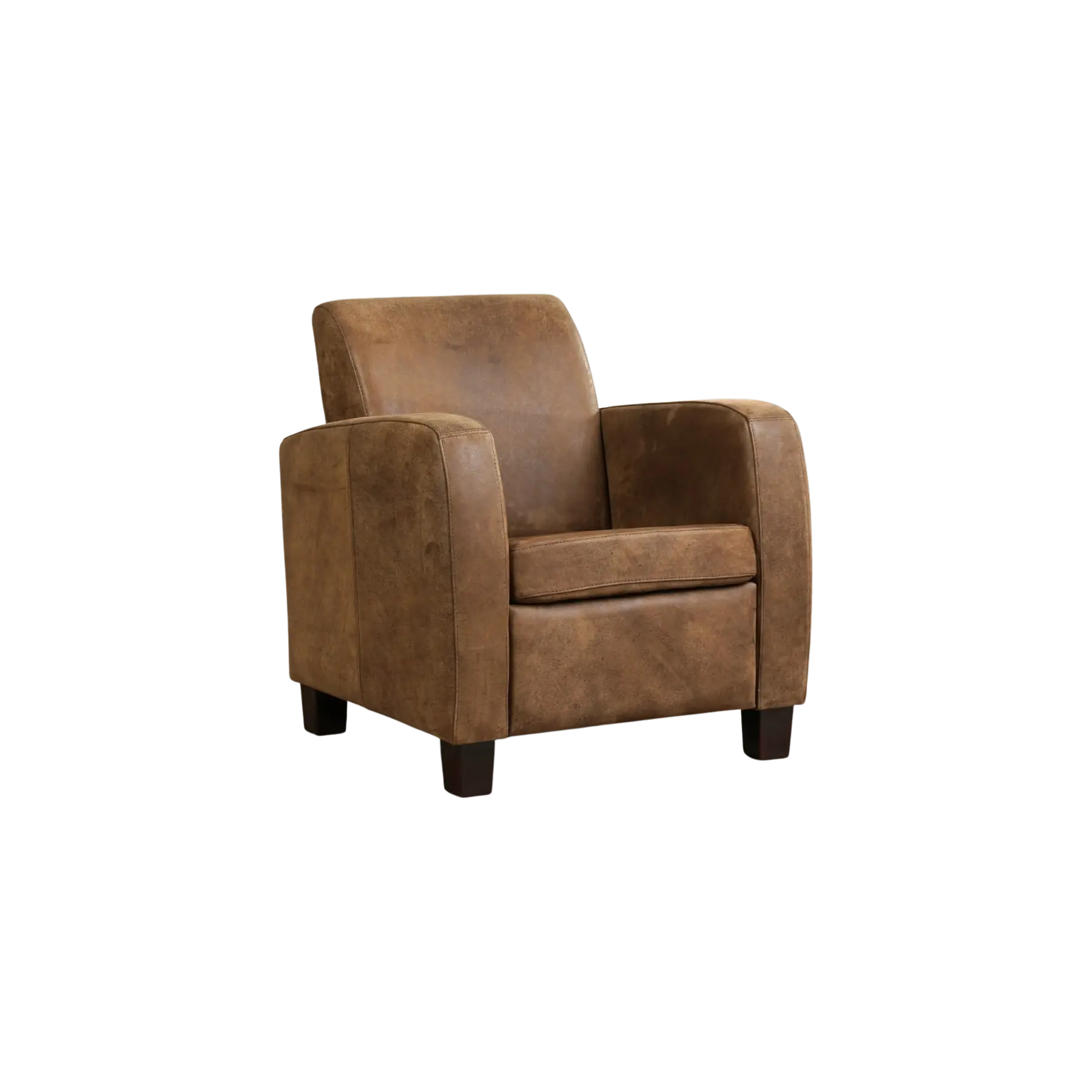afbeelding van Leren fauteuil Joy - Kenia Brown (bruin) - Poten hout bruin