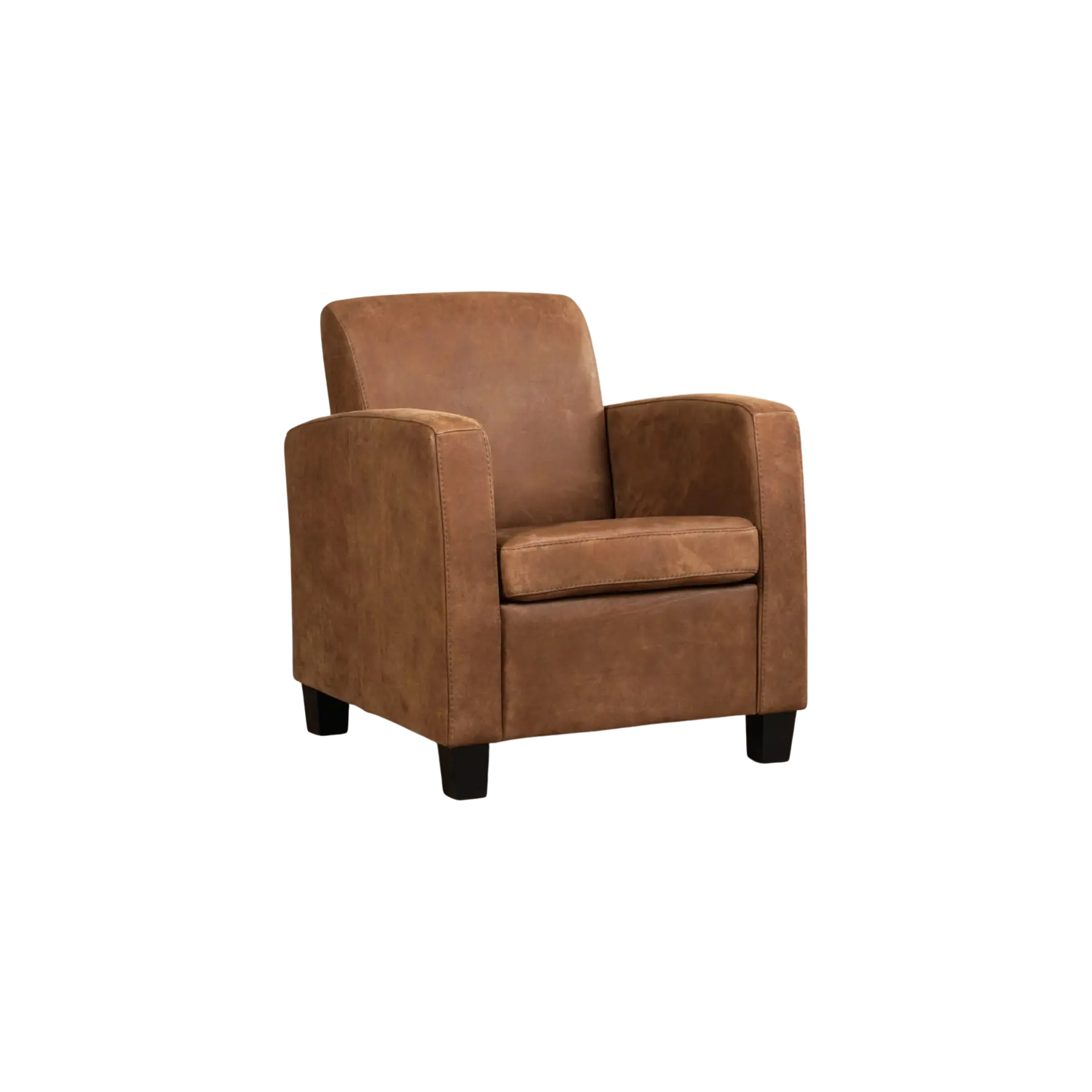 afbeelding van Leren fauteuil Joy - Kenia Brown (bruin) - Poten hout zwart