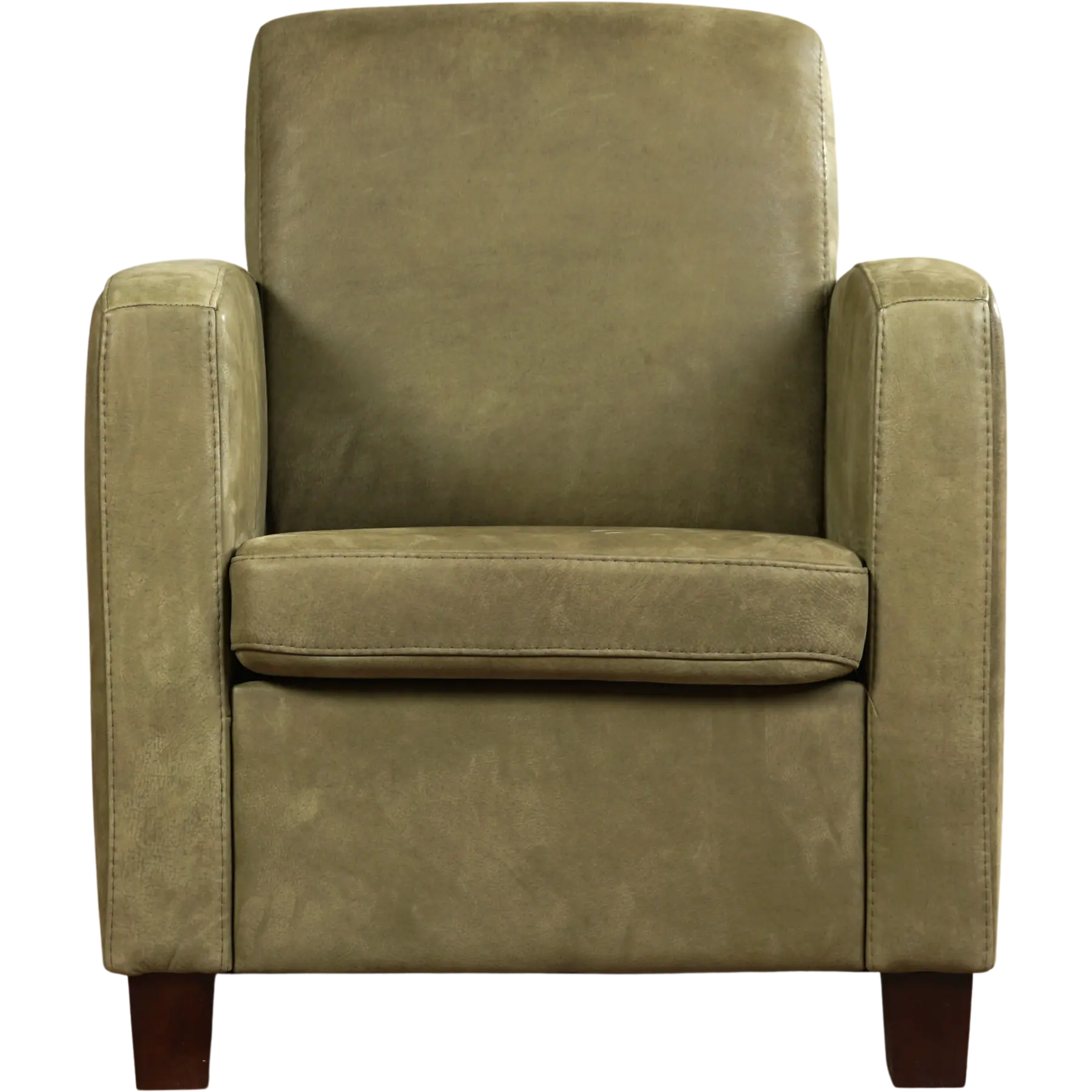 afbeelding van Leren fauteuil Joy - Kenia Olive (olijf) - Poten hout bruin