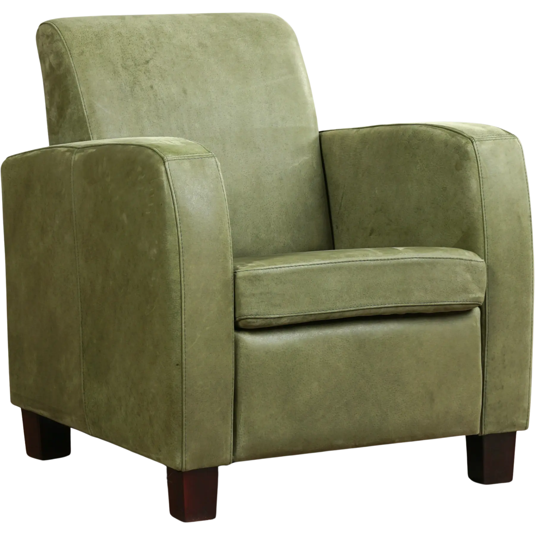 afbeelding van Leren fauteuil Joy - Kenia Olive (olijf) - Poten hout zwart