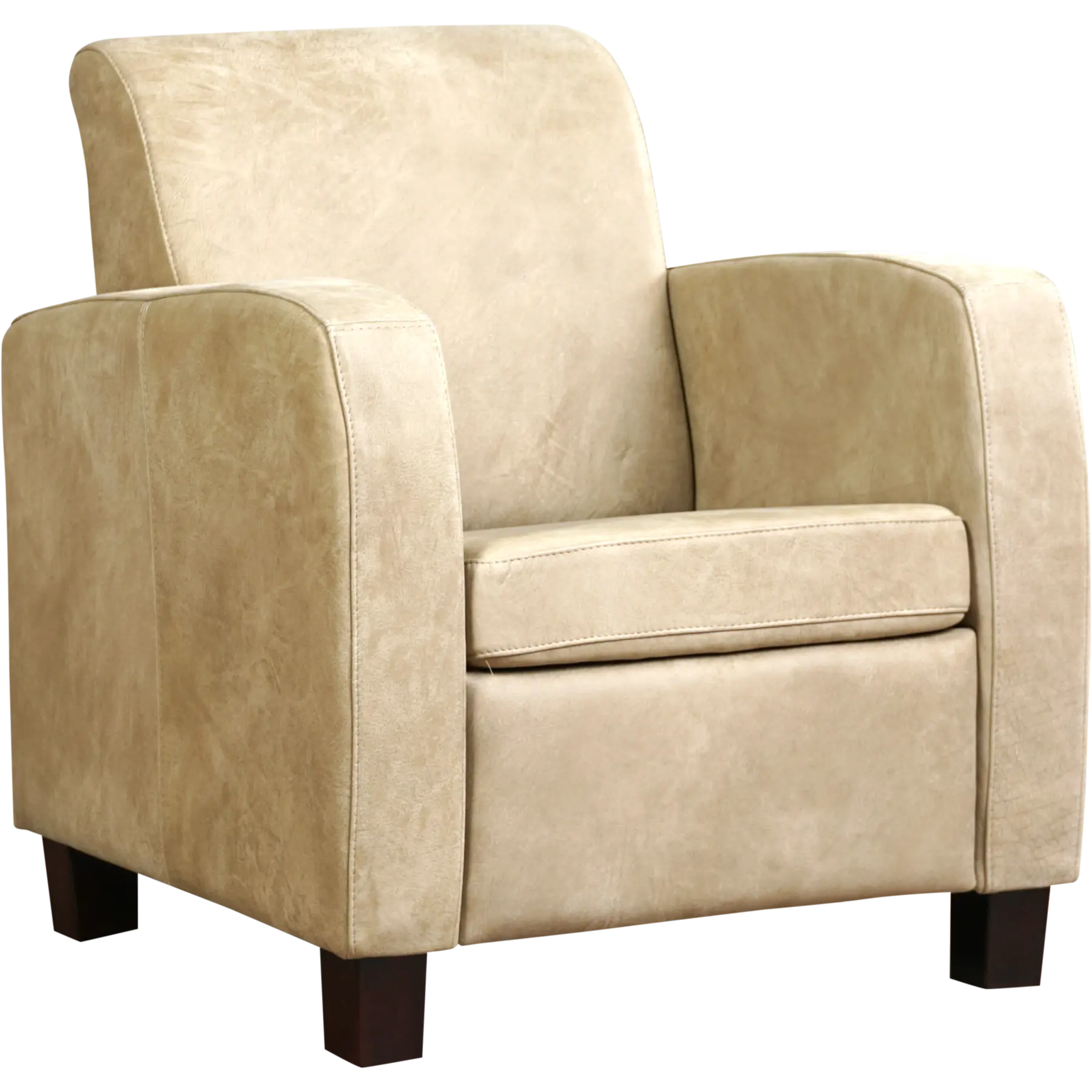 afbeelding van Leren fauteuil Joy - Kenia Taupe (taupe/bruin) - Poten hout zwart