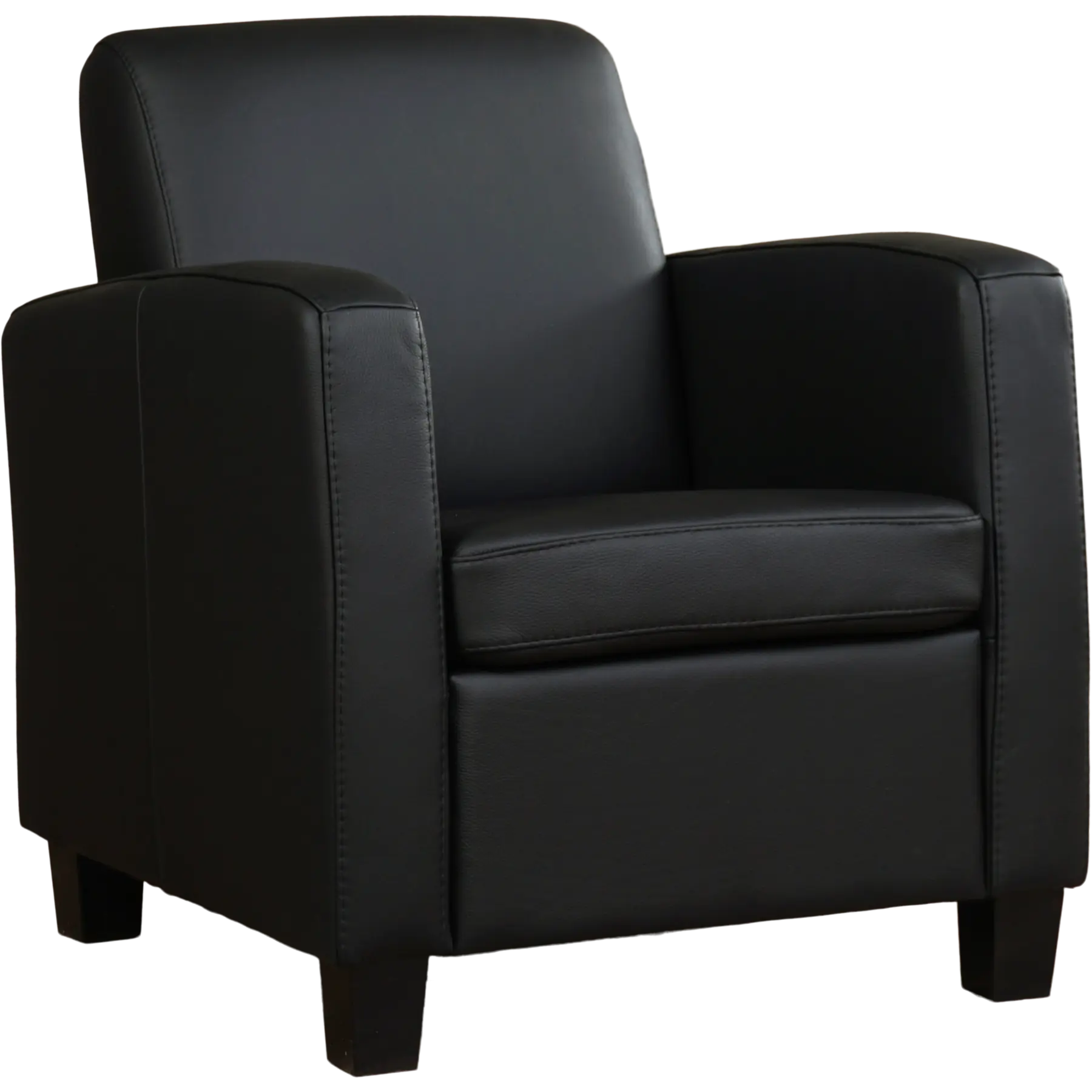 afbeelding van Leren fauteuil Joy - Massif Nero (zwart) - Poten hout bruin