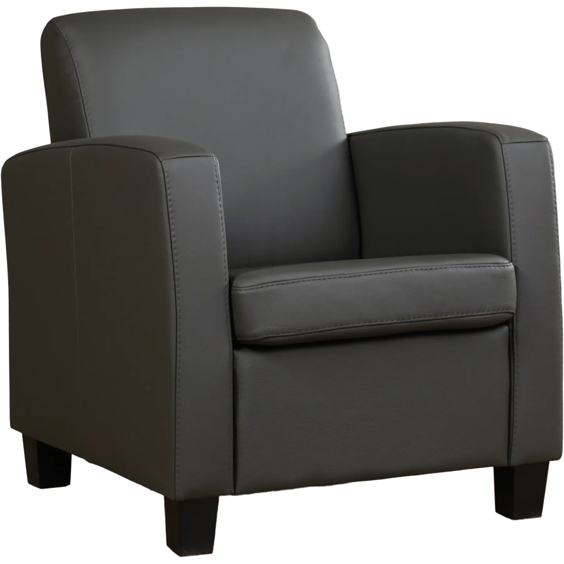 afbeelding van Leren fauteuil Joy - Toledo Antracite (donkergrijs) - Poten hout bruin