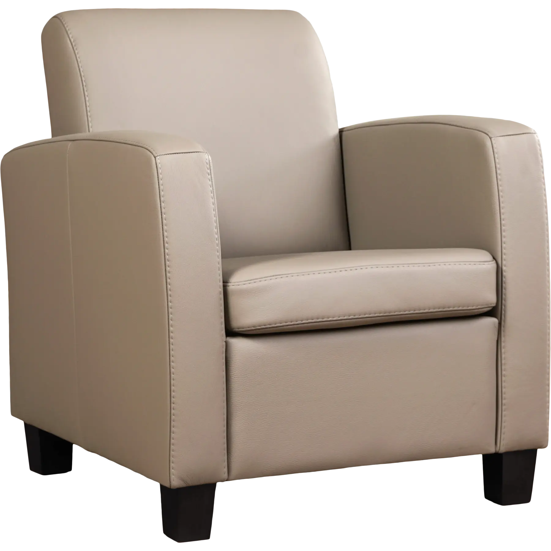 afbeelding van Leren fauteuil Joy - Toledo Khaki (taupe/bruin) - Poten hout zwart