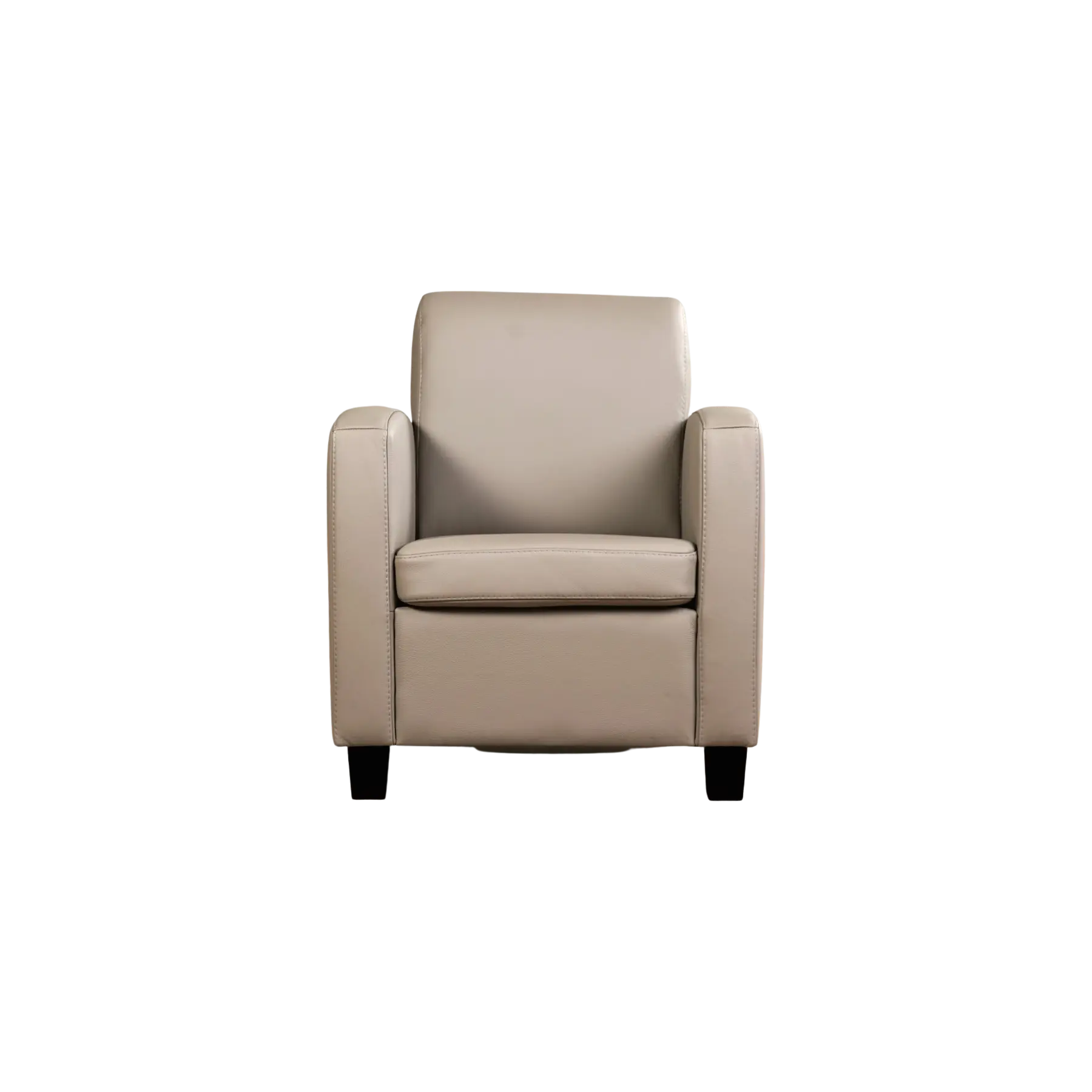 afbeelding van Leren fauteuil Joy - Toledo Khaki (taupe/bruin) - Poten hout zwart