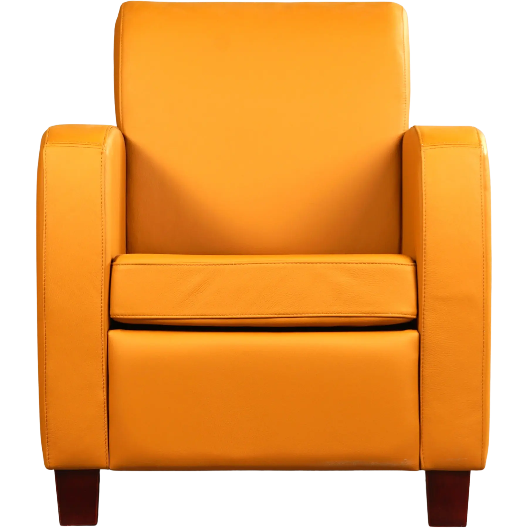 afbeelding van Leren fauteuil Joy - Toledo Leem (geel/bruin) - Poten hout zwart