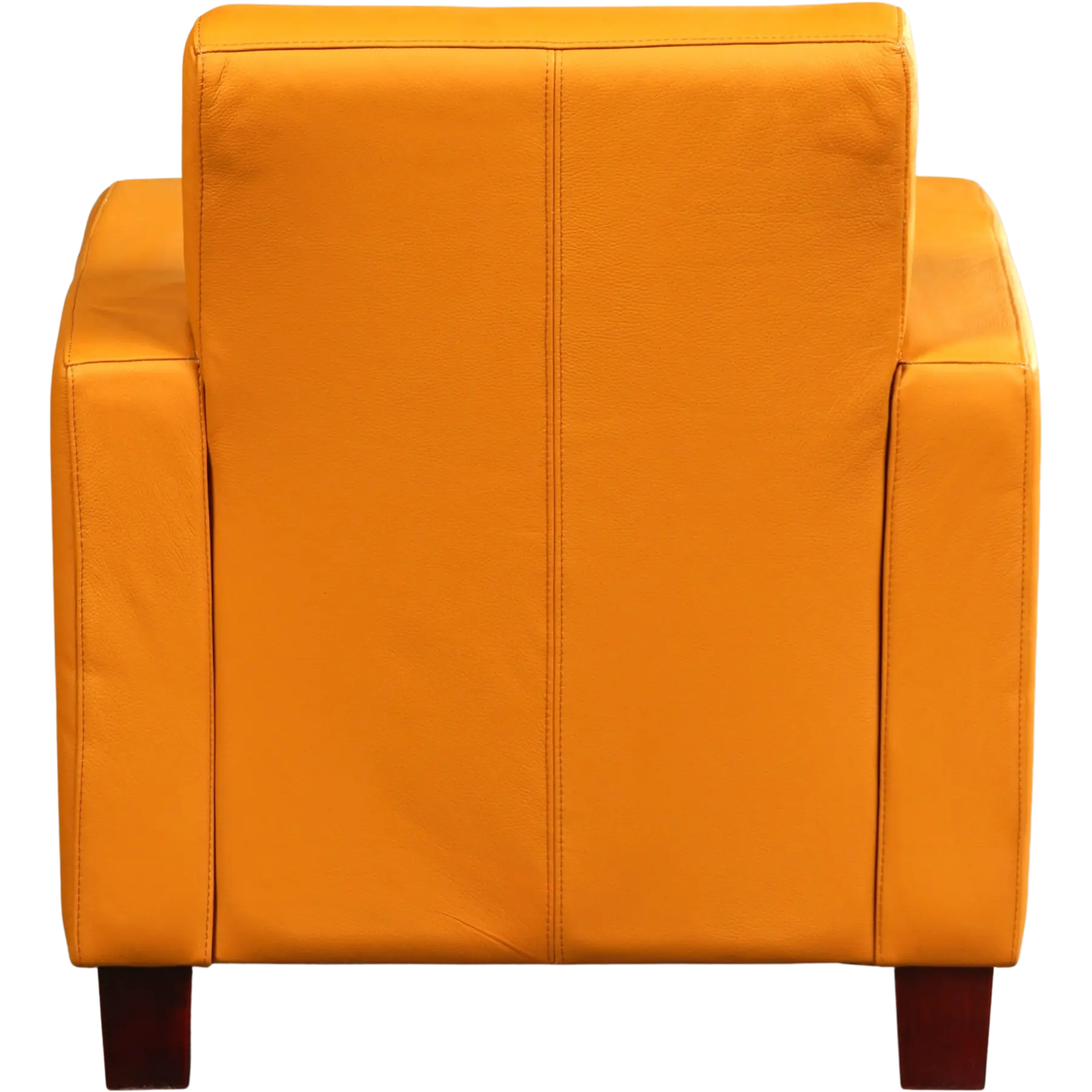 afbeelding van Leren fauteuil Joy - Toledo Leem (geel/bruin) - Poten hout zwart