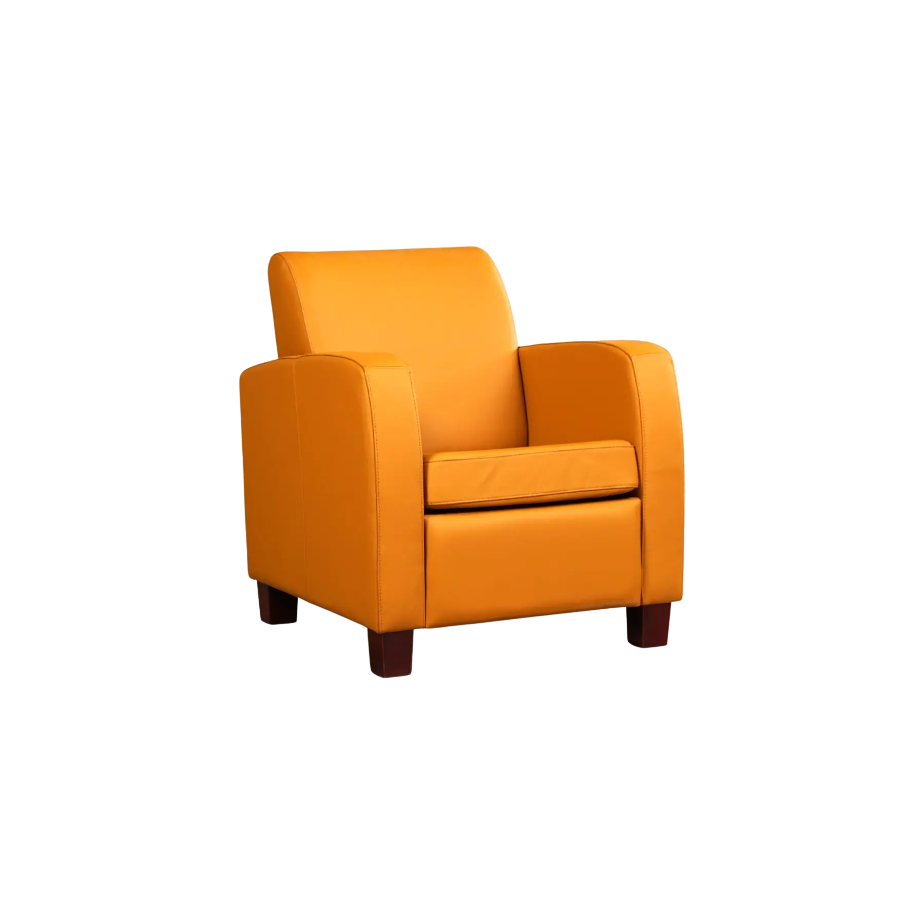 afbeelding van Leren fauteuil Joy - Toledo Leem (geel/bruin) - Poten hout zwart