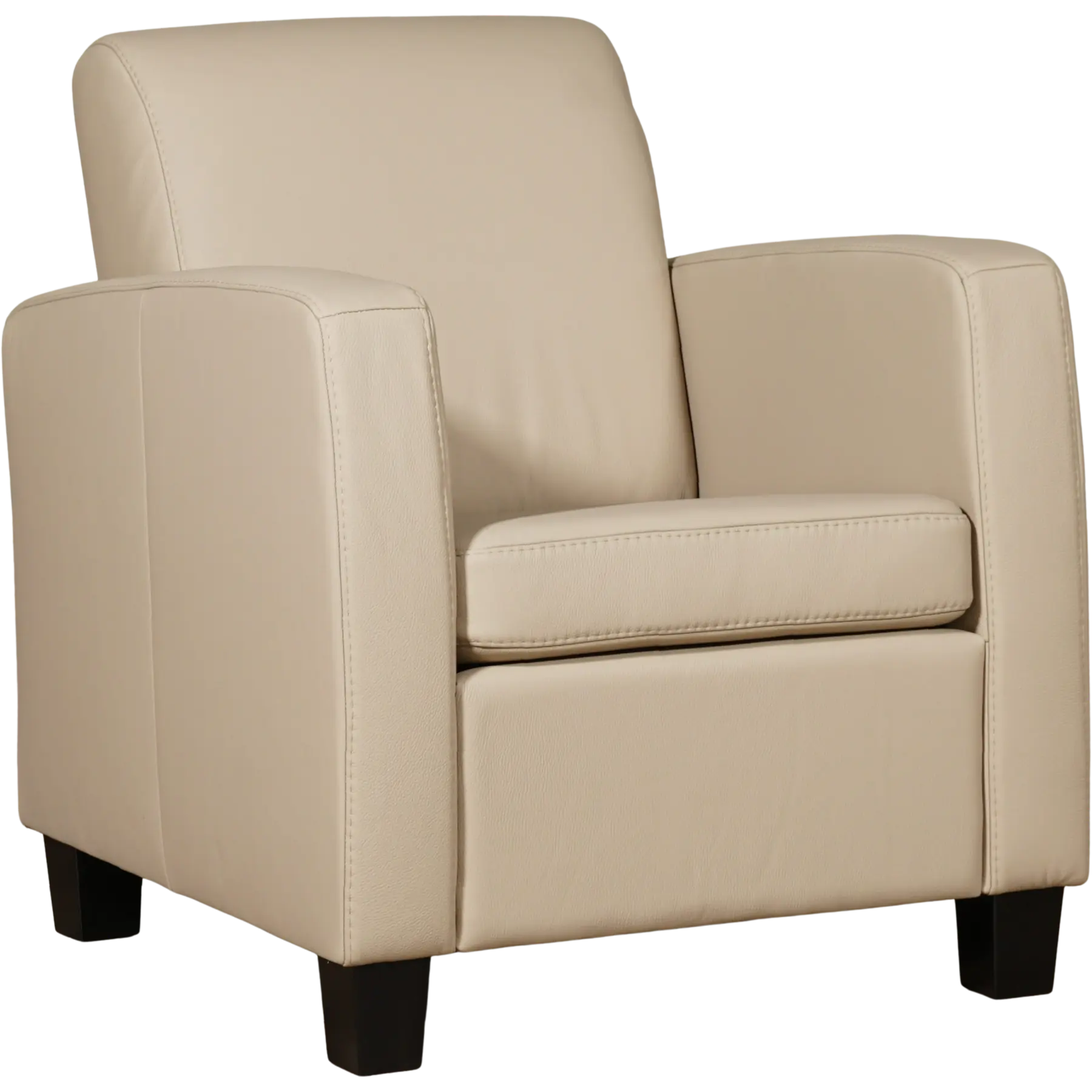afbeelding van Leren fauteuil Joy - Toledo Mastic (taupe/bruin) - Poten hout bruin