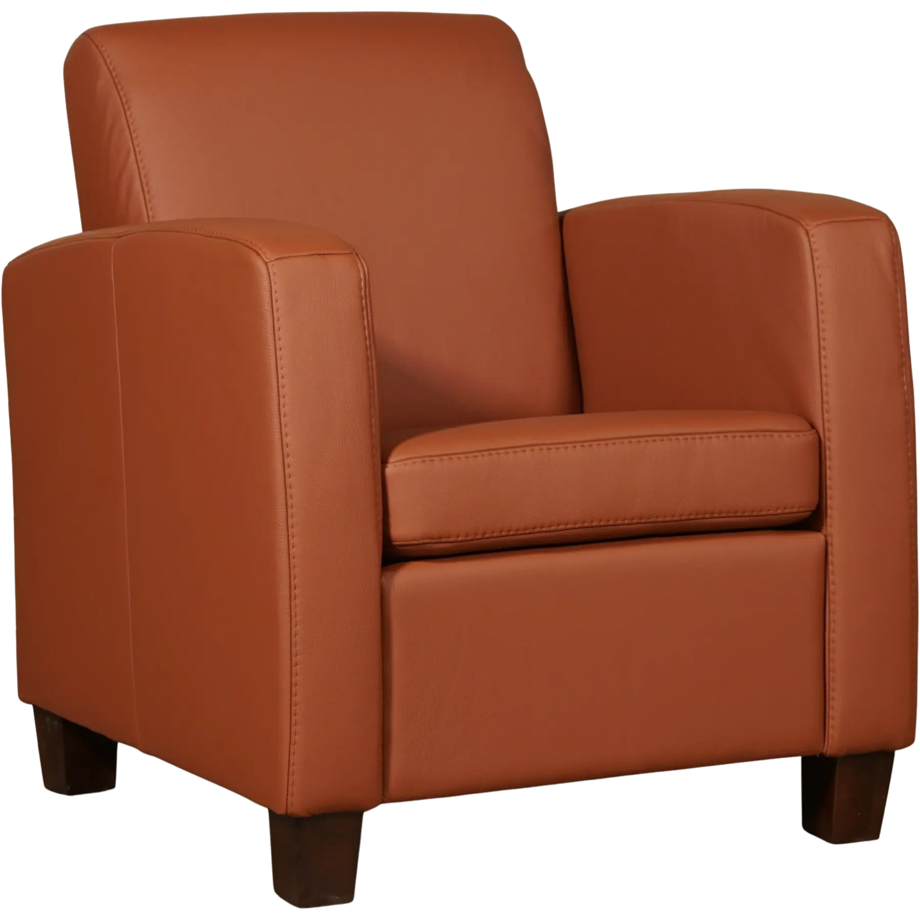 afbeelding van Leren fauteuil Joy - Toledo Natur (cognac) - Poten hout zwart