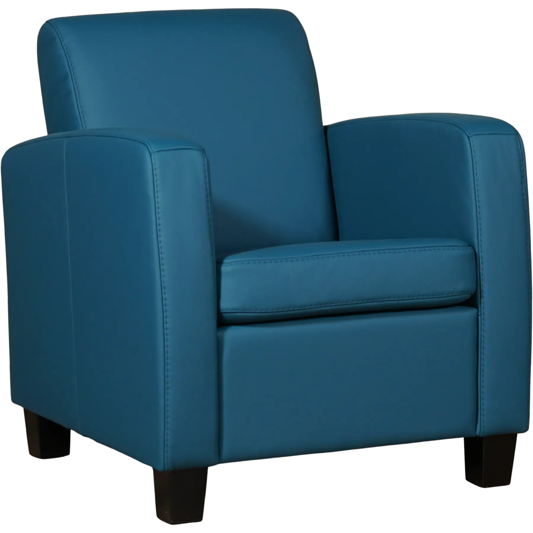 afbeelding van Leren fauteuil Joy - Toledo Turquoise (blauw) - Poten hout bruin