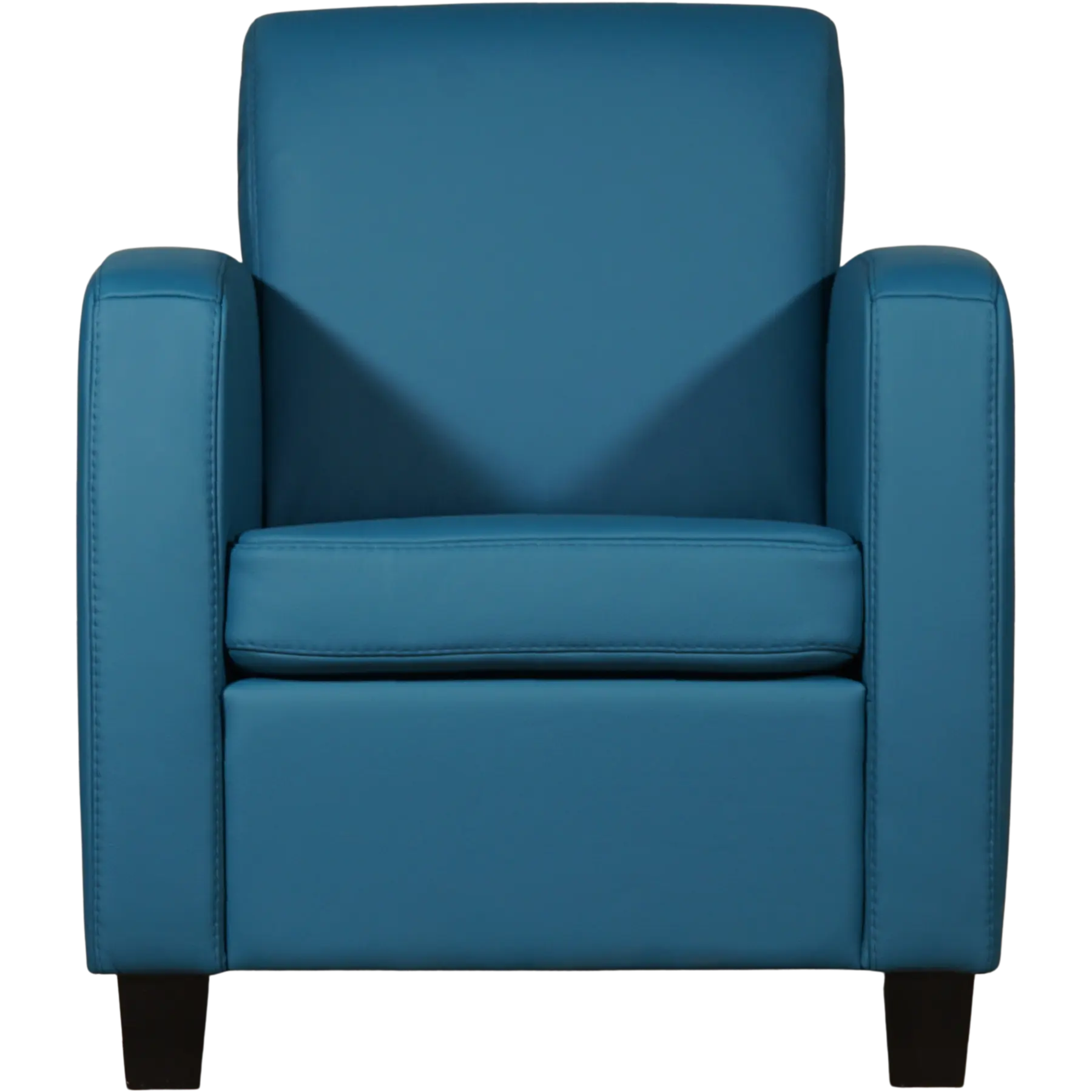 afbeelding van Leren fauteuil Joy - Toledo Turquoise (blauw) - Poten hout bruin
