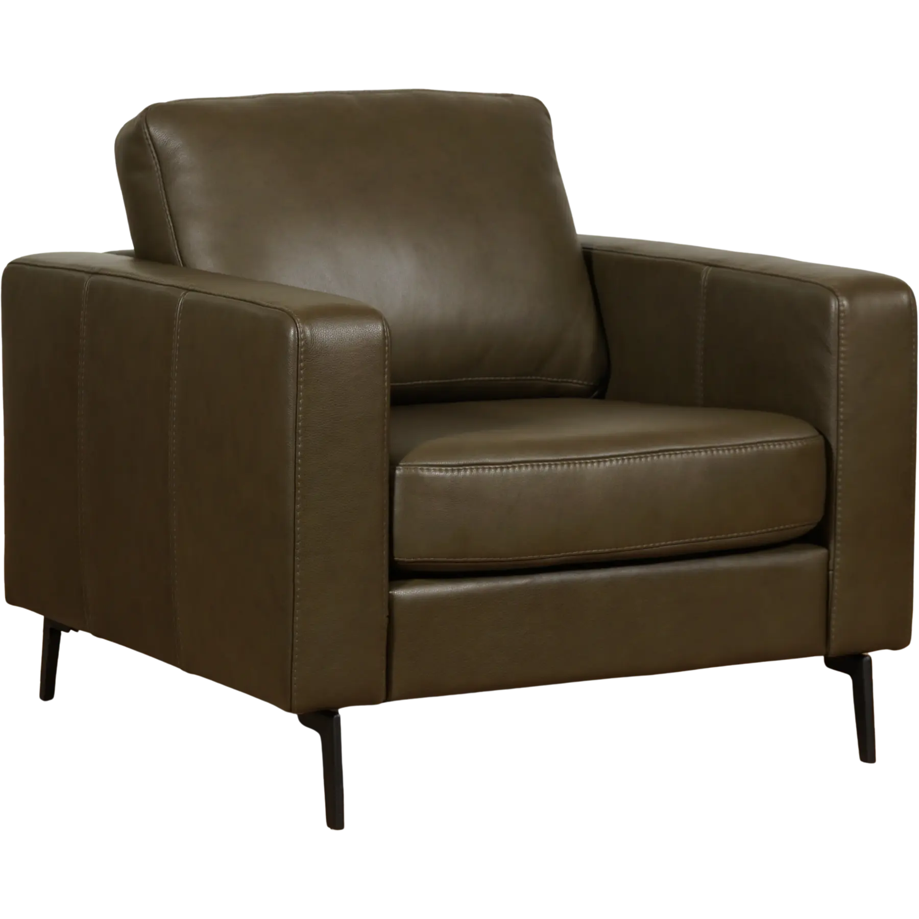 afbeelding van Leren fauteuil Match - Rancho Green (olijf/groen) - Poten staal zwart