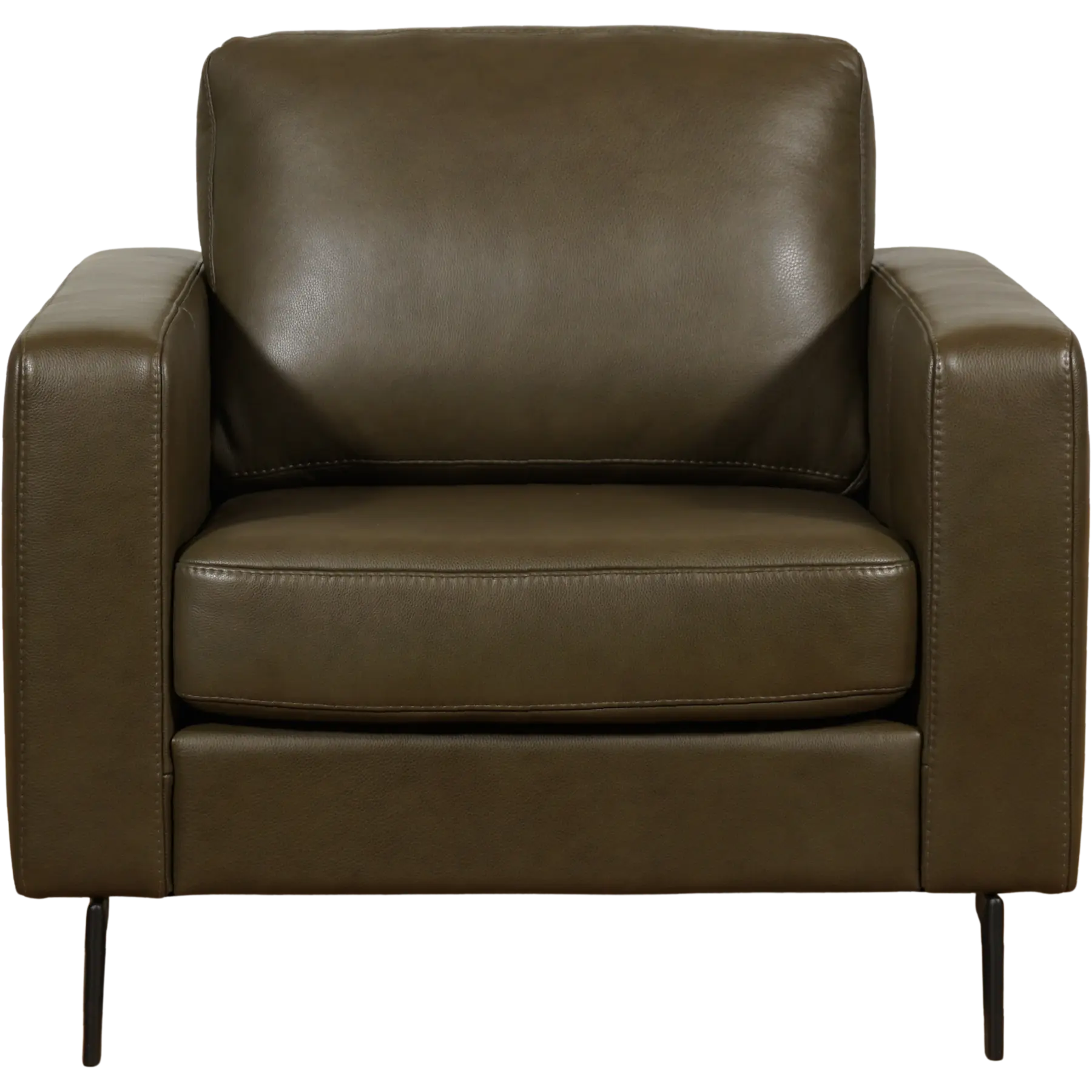 afbeelding van Leren fauteuil Match - Rancho Green (olijf/groen) - Poten staal zwart