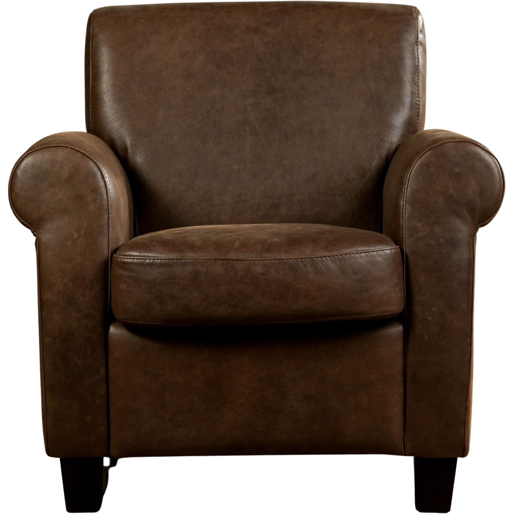 afbeelding van Leren fauteuil Perfection - Vintage Brown (bruin) - Poten hout zwart