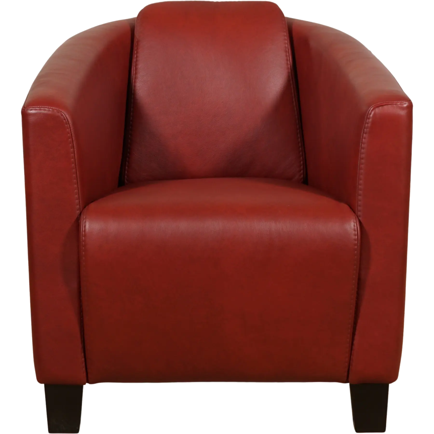 afbeelding van Leren fauteuil Press - Granada Rouge (rood) - Poten hout bruin