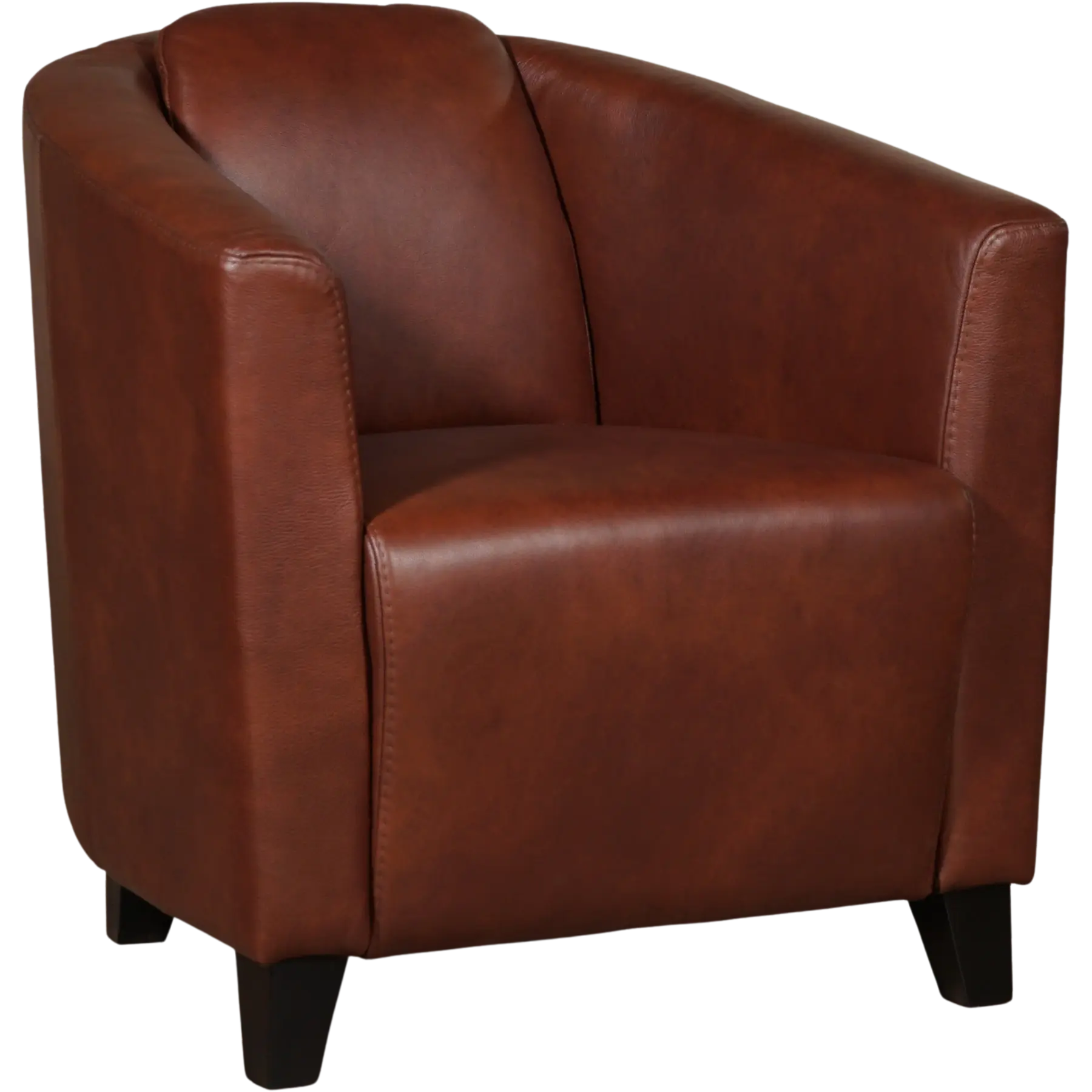 afbeelding van Leren fauteuil Press - Granada Savannah (cognac) - Poten hout zwart